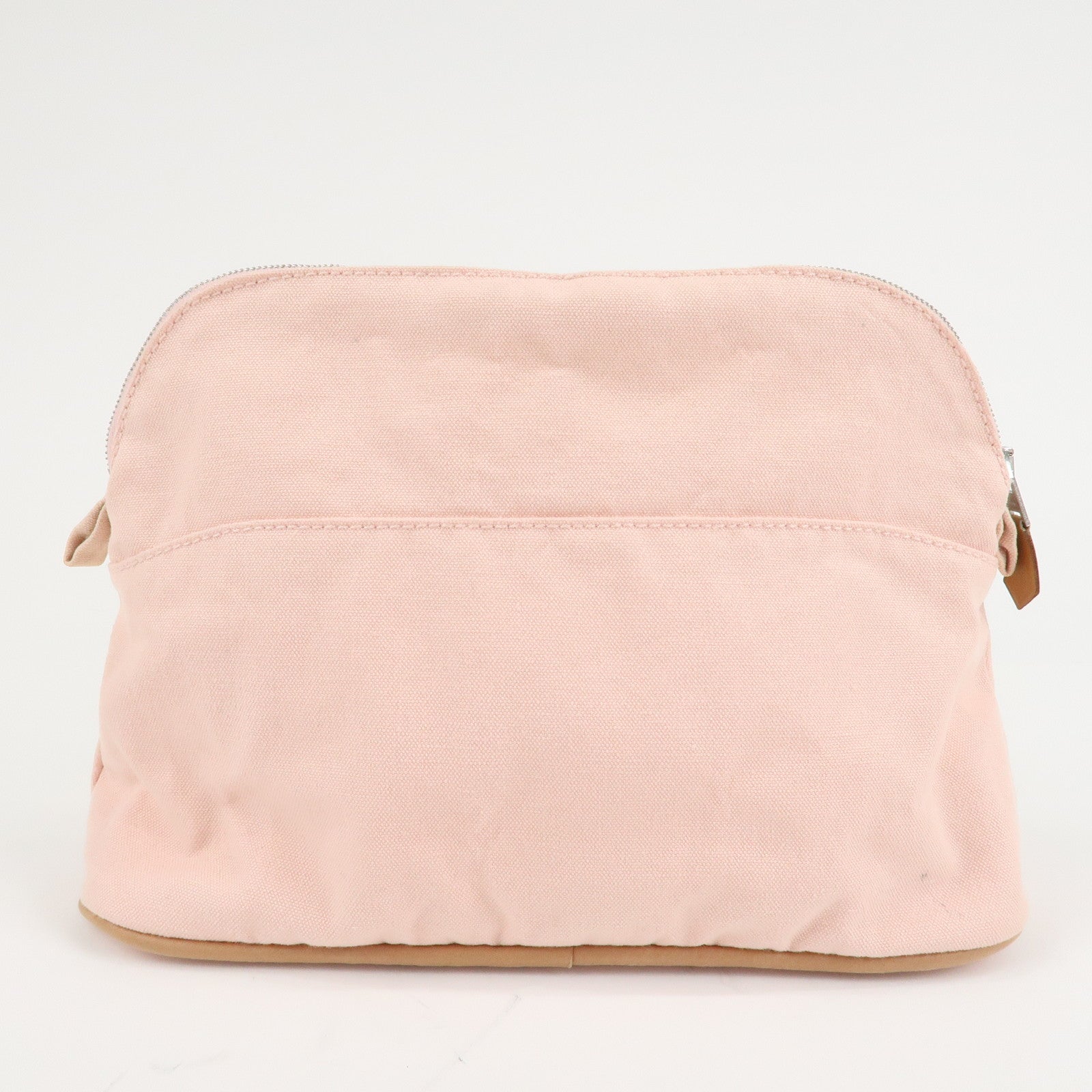 HERMES Canvas Leather Bolide PM Pouch Cosmetic Pouch Pink Used