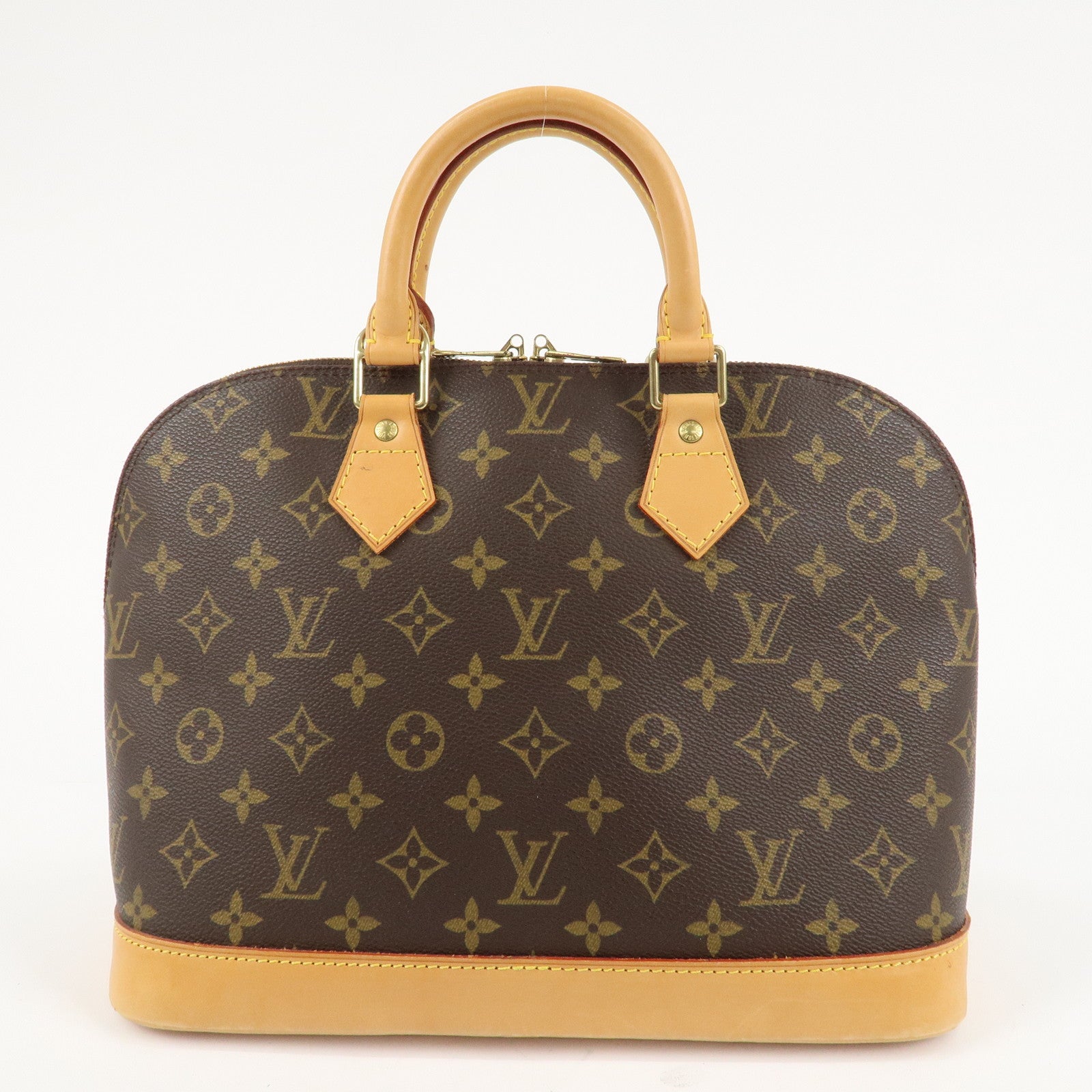 Louis Vuitton Monogram Alma Hand Bag Brown Gold Hardware M51130 Used