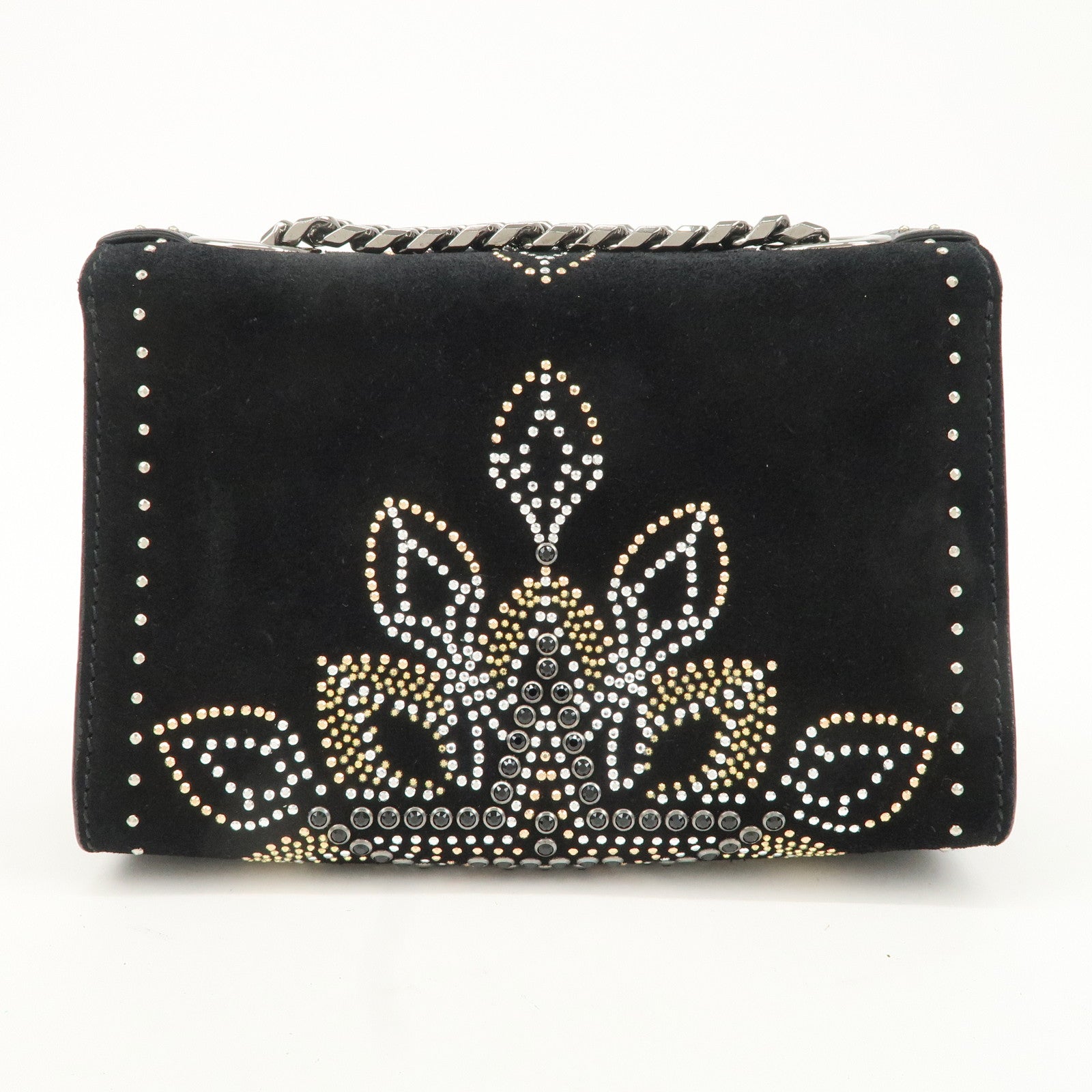 JIMMY CHOO Suede Leather Level Soft Mini Chain Shoulder Bag Used