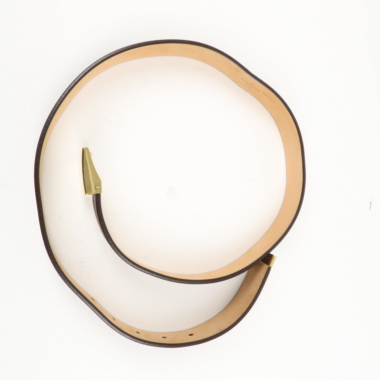 AuthLouis Vuitton Damier Ebene Saint Tulle Belt Carre 85/34 M6803V Used