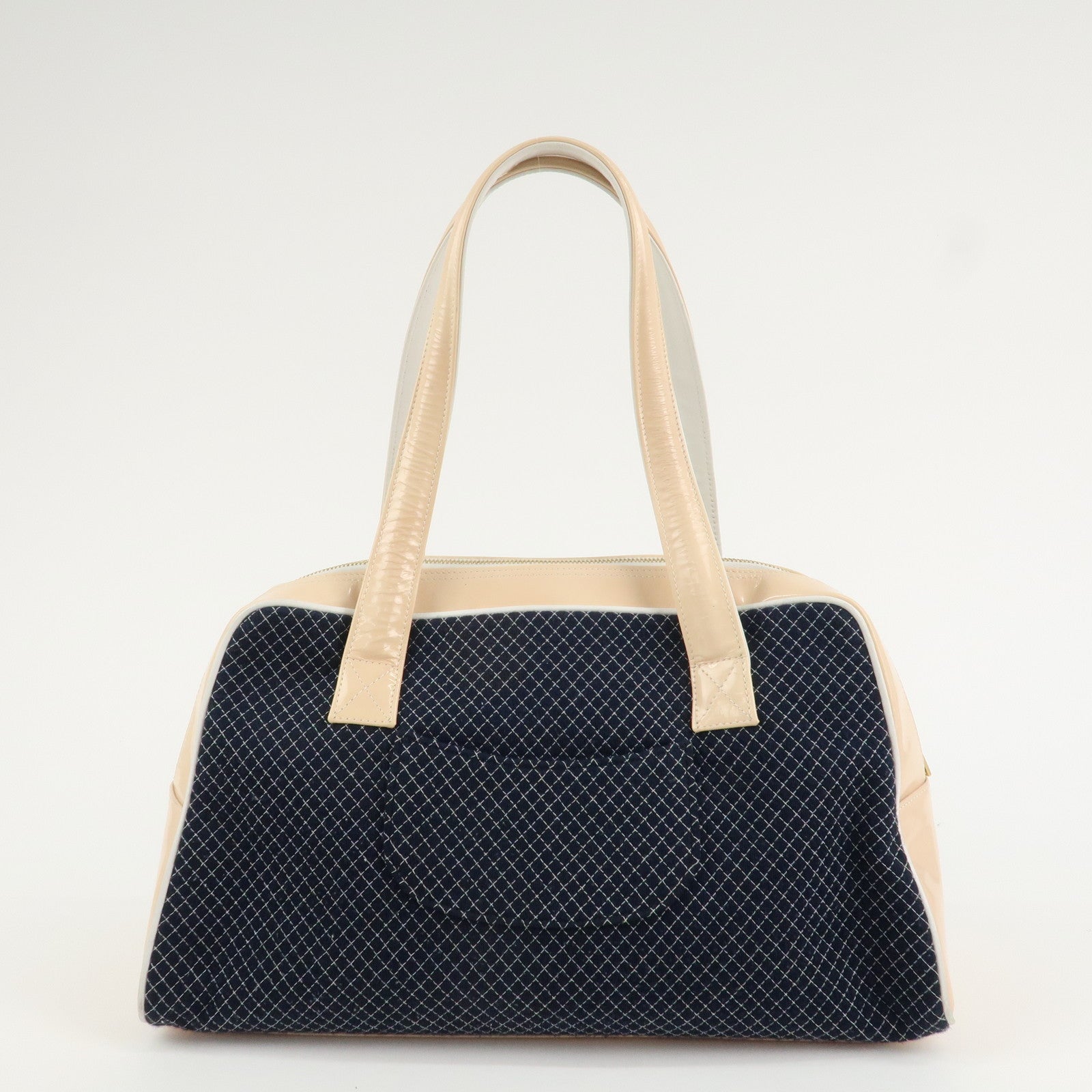 CHANEL COCO Mark Matelasse Canvas Patent Leather Tote Bag Used