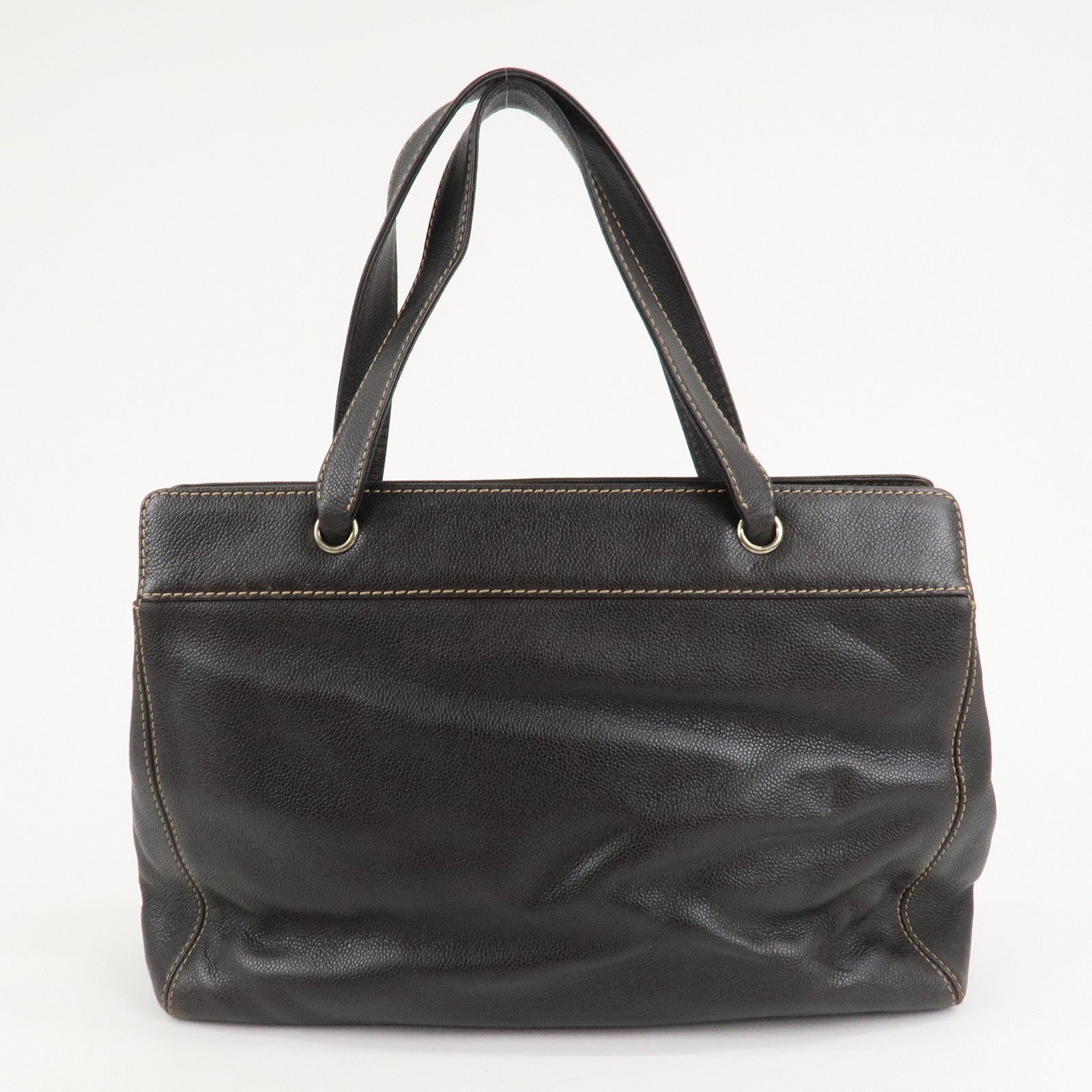 CHANEL COCO Mark Caviar Skin Hand Bag Tote Bag Brown Used