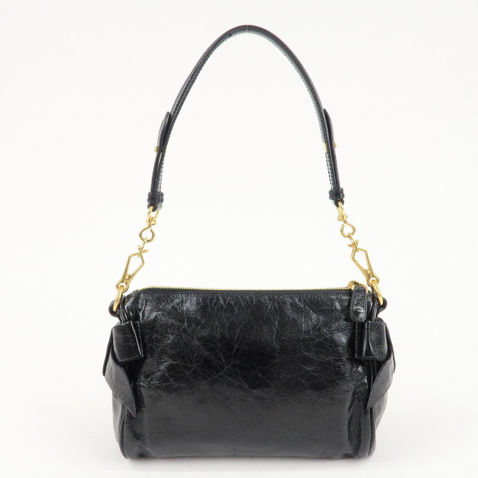 MIU MIU Leather Shoulder Bag Hand Bag Black Used
