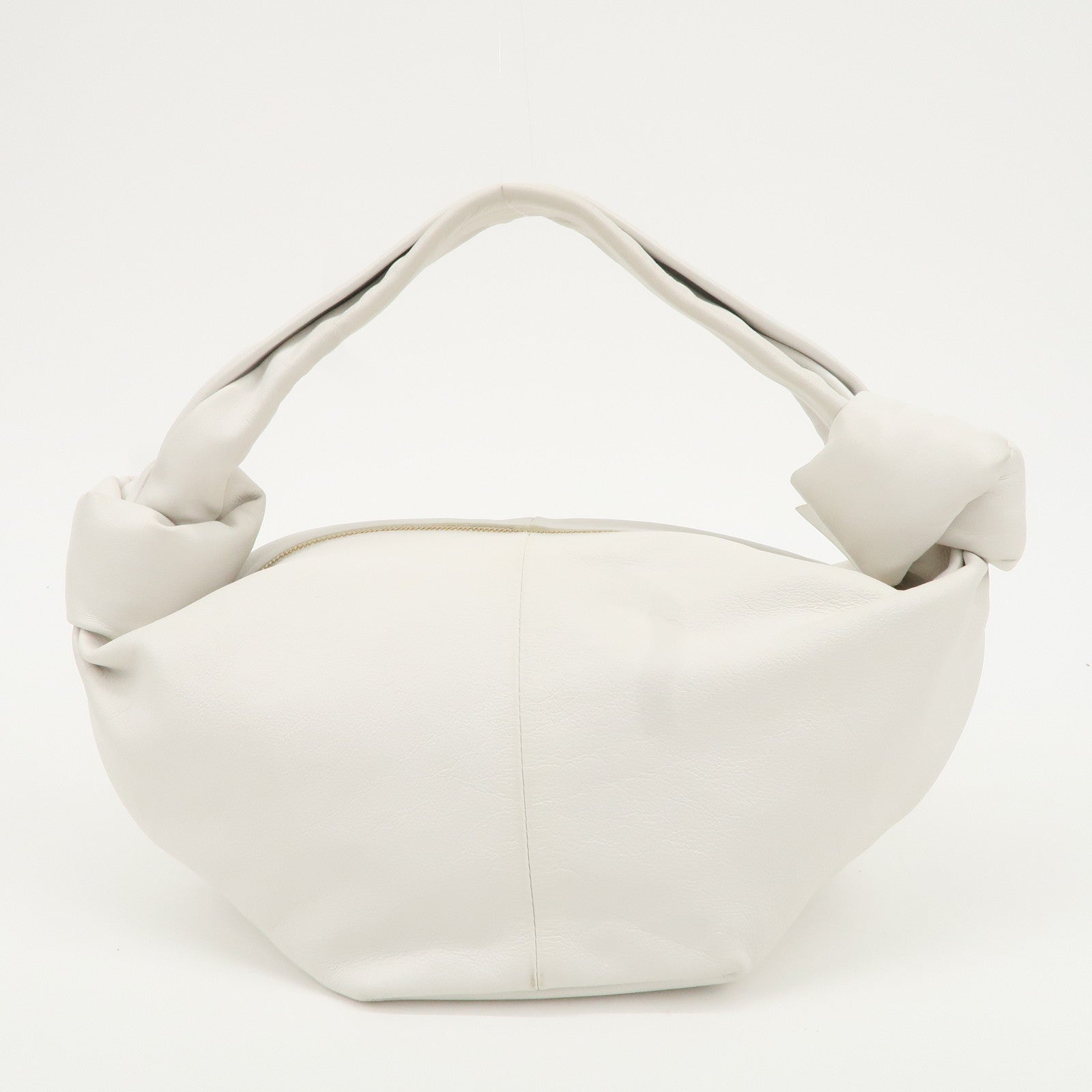 BOTTEGA VENETA Leather Double Knots Hand Bag White 629635 Used
