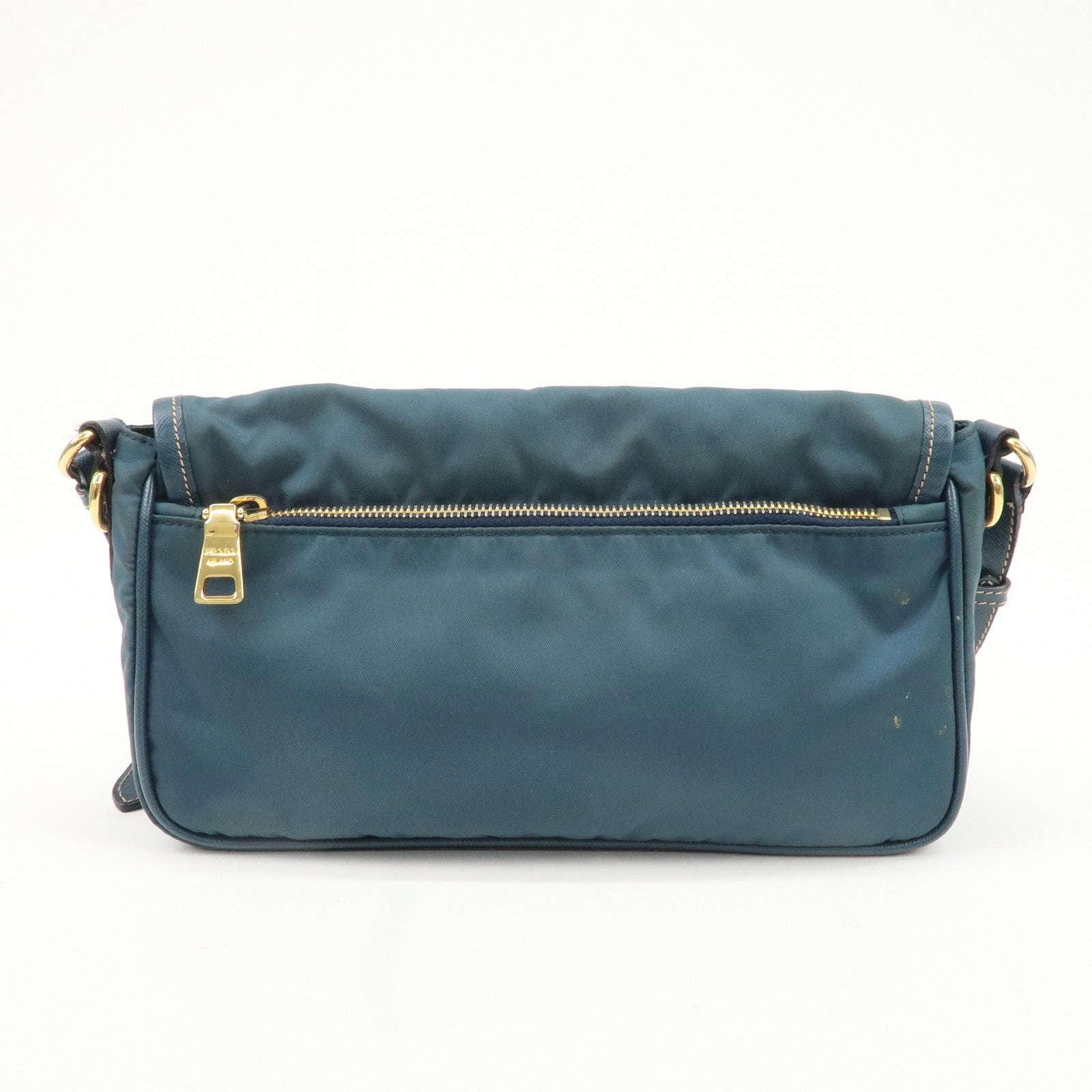 PRADA Nylon Leather Shoulder Bag Crossbody Bag Green BT0772 Used