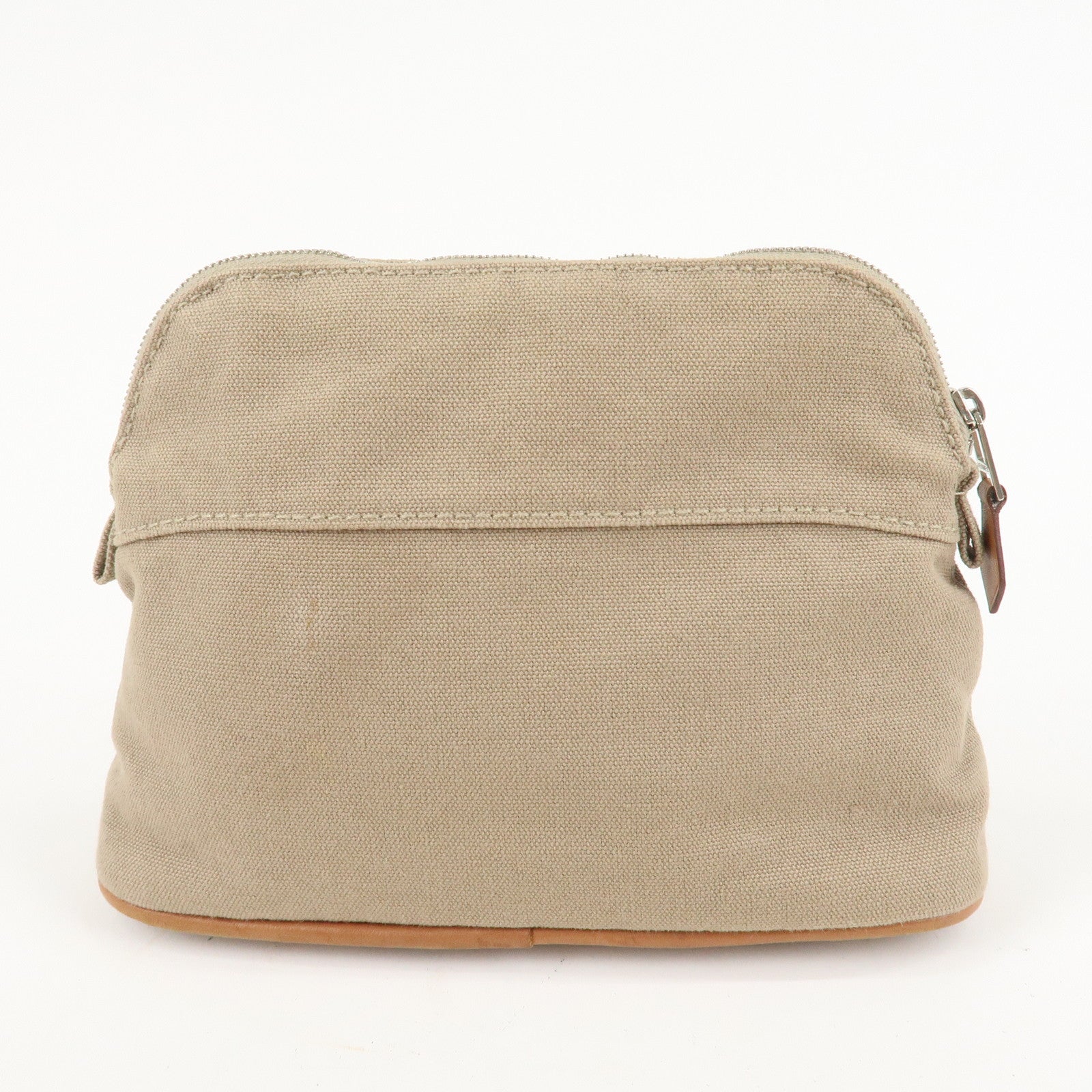 HERMES Canvas Leather Bolide Pouch 20 Mini Cosmetic Pouch Beige Used