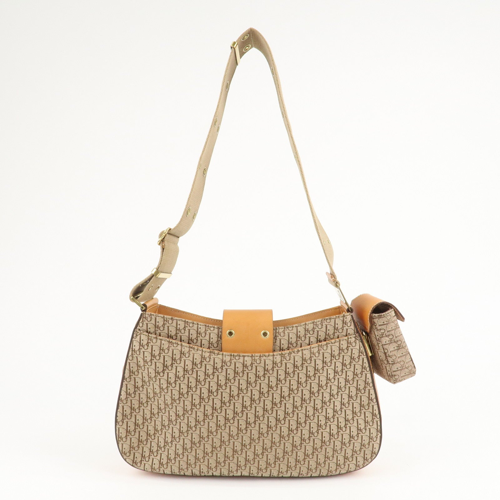 Christian Dior Trotter Canvas Leather Shoulder Bag & Pouch Used