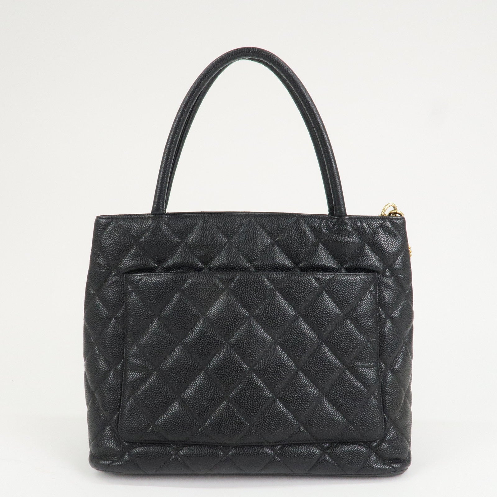 CHANEL Matelasse Caviar Skin Medalion Tote Bag Hand Bag A01804 Used