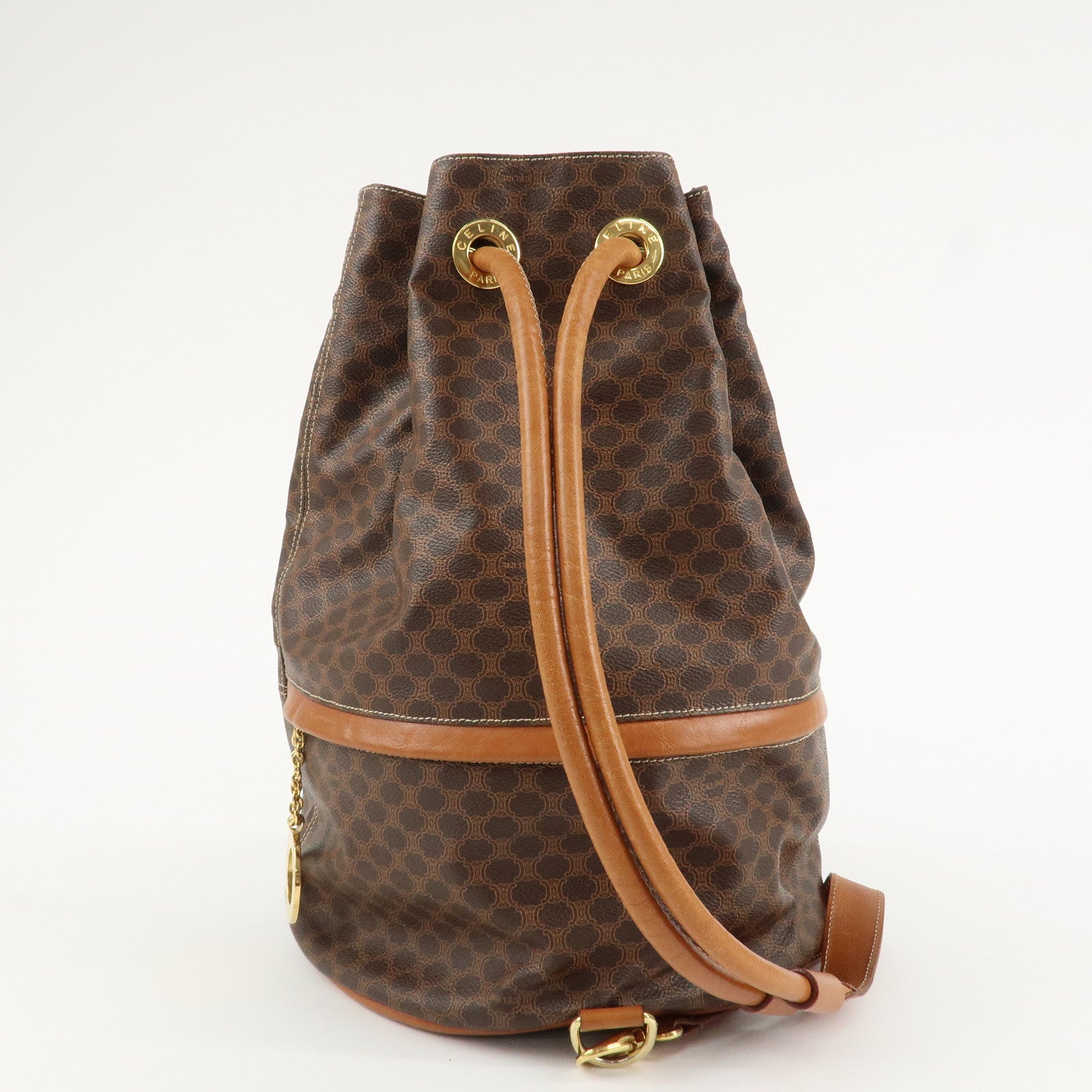 CELINE Macadam PVC Leather One Shoulder Bag Dark Brown Used