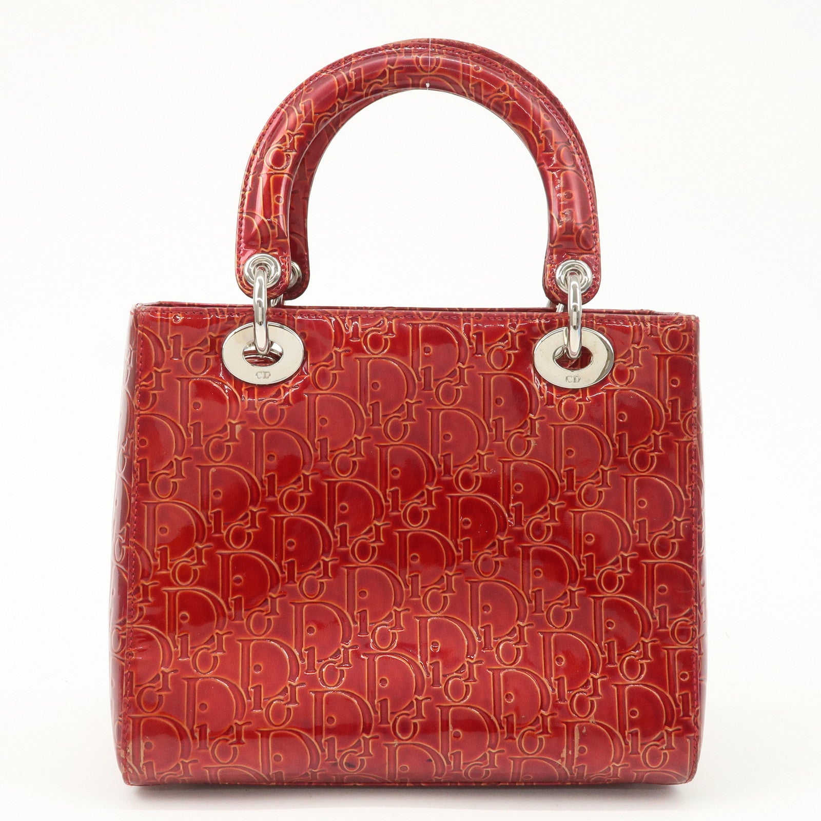 Christian Dior Trotter Lady Dior Patent Leather Hand Bag MA-0091 Used