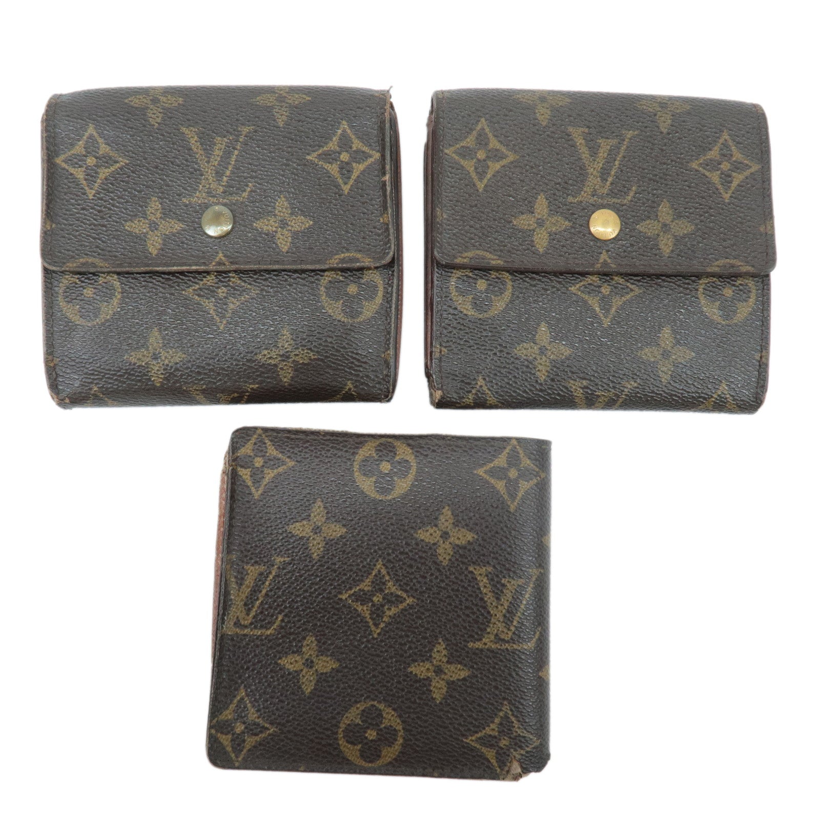 Louis Vuitton Monogram Set of 3 Wallet Brown M61652 M61675 Used