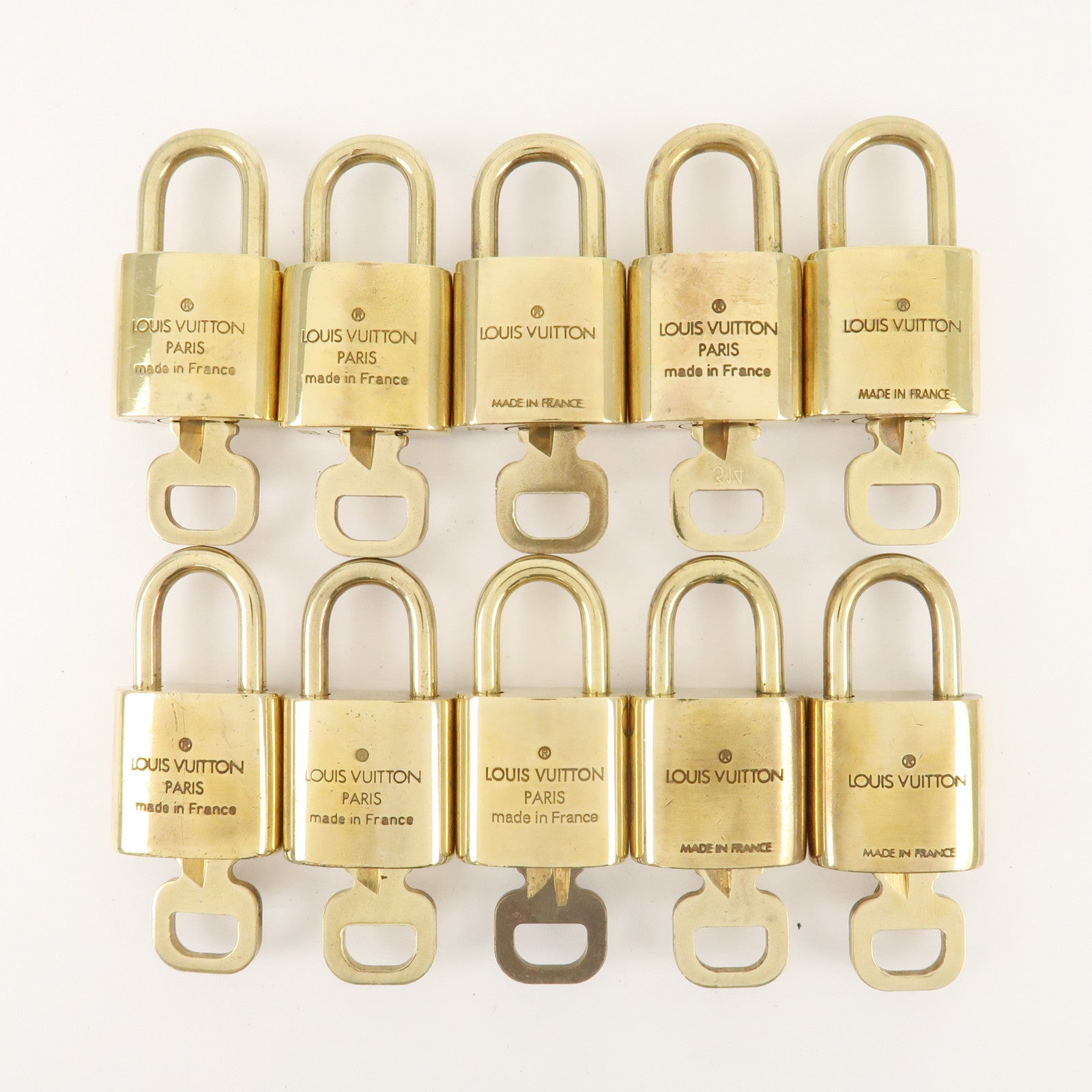 Louis Vuitton Set of 10 Lock & Key Cadena Key Lock Metal Gold Used