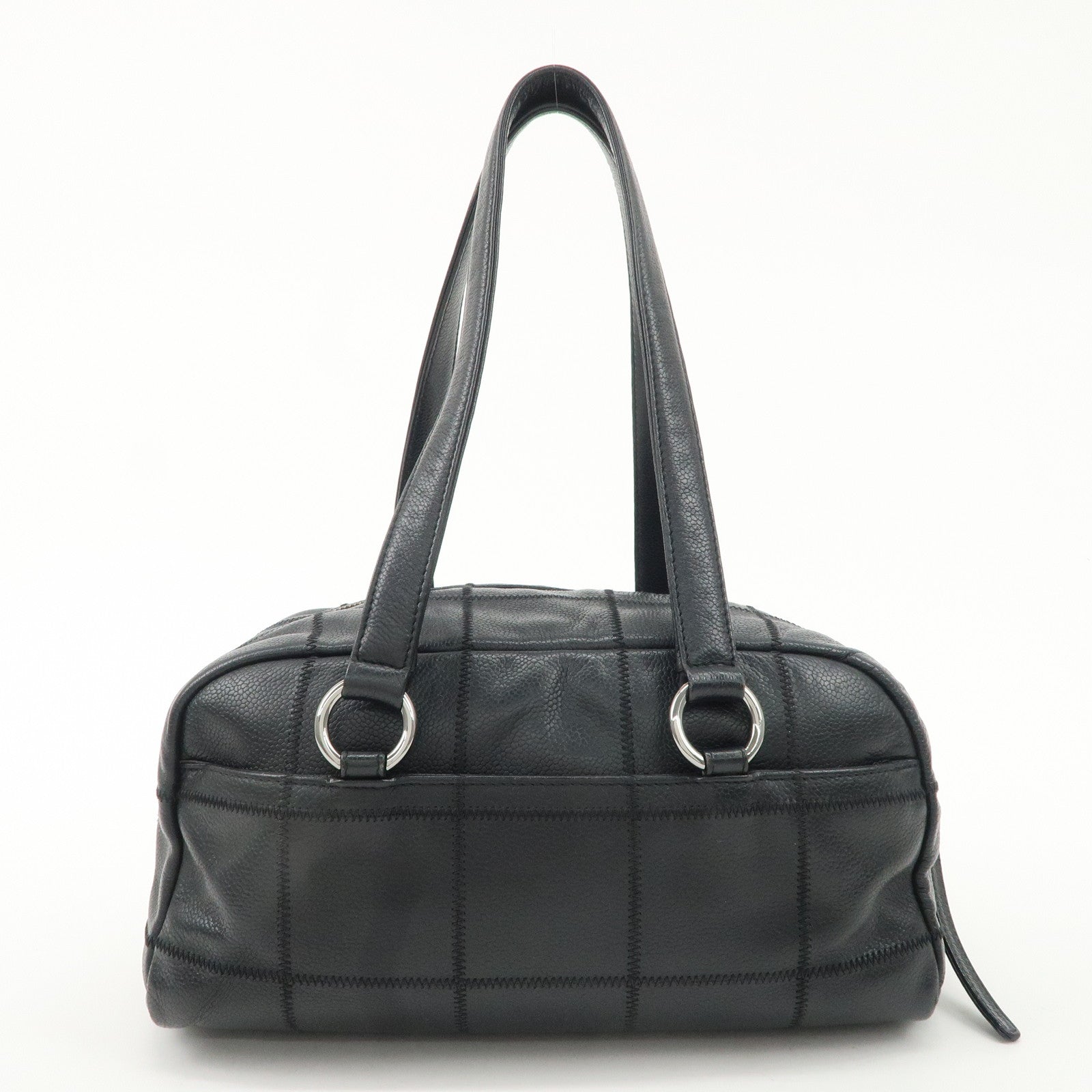 Chanel Chocolate Bar Caviar Skin Mini Boston Bag A26135 Used