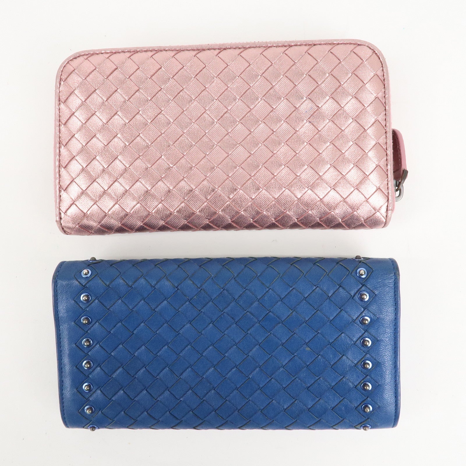 BOTTEGA VENETA Set of 2 Intrecciato Leather Long Wallet 114076 Used
