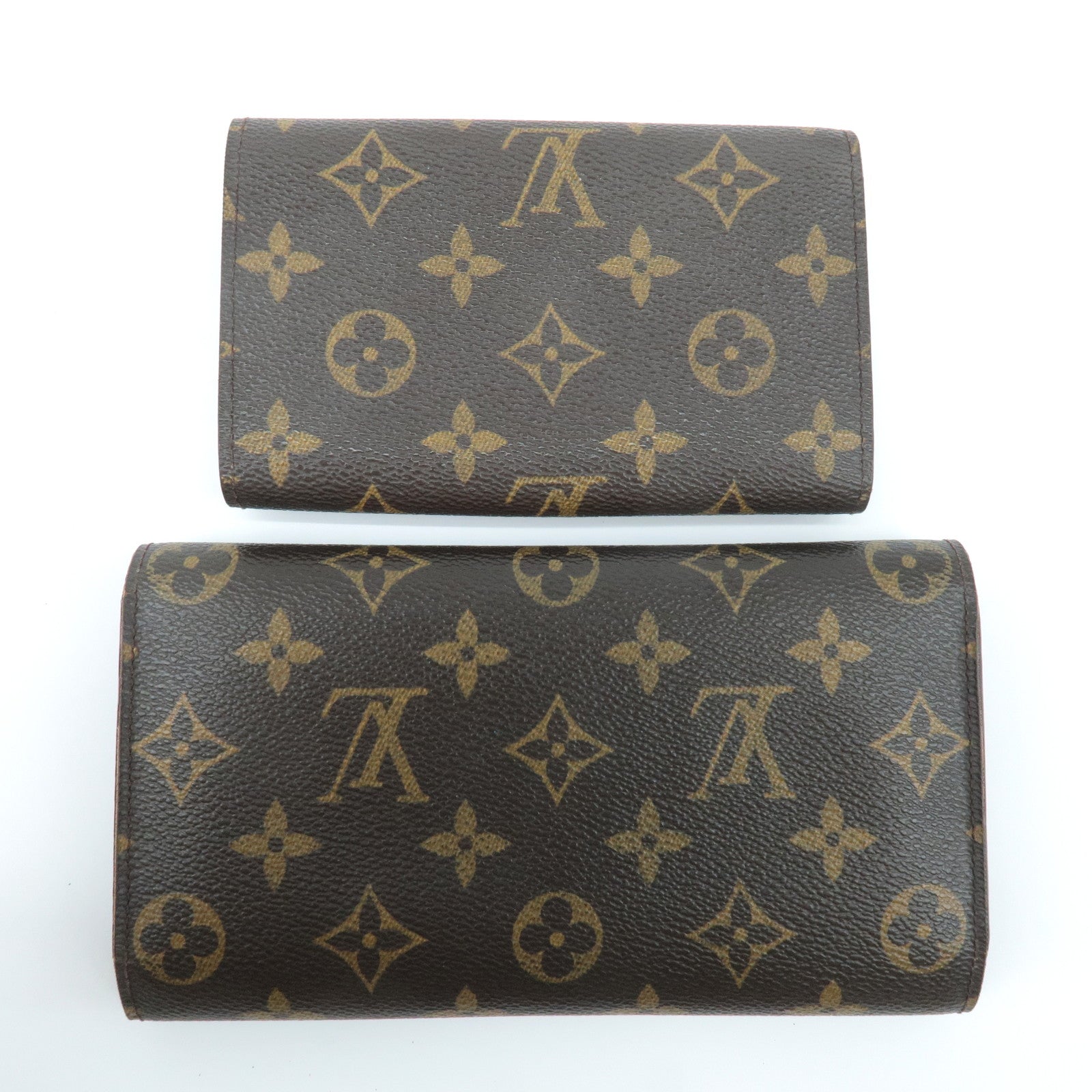 Louis Vuitton Set of 2 Monogram Porte Monnaie Portefeuil Wallet Used
