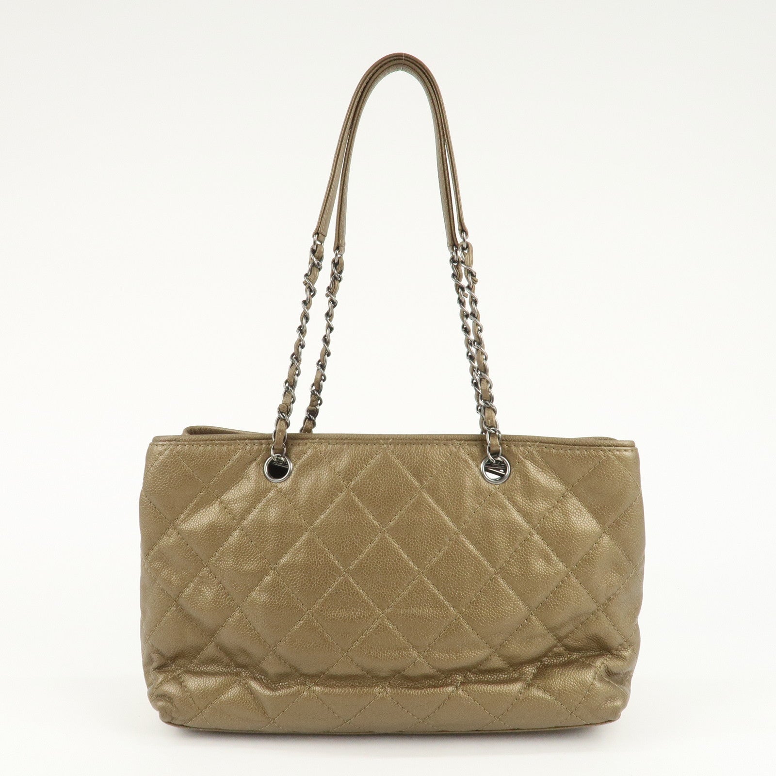 CHANEL Matelasse Caviar Skin COCO Mark Chain Tote Bag A90451 Used