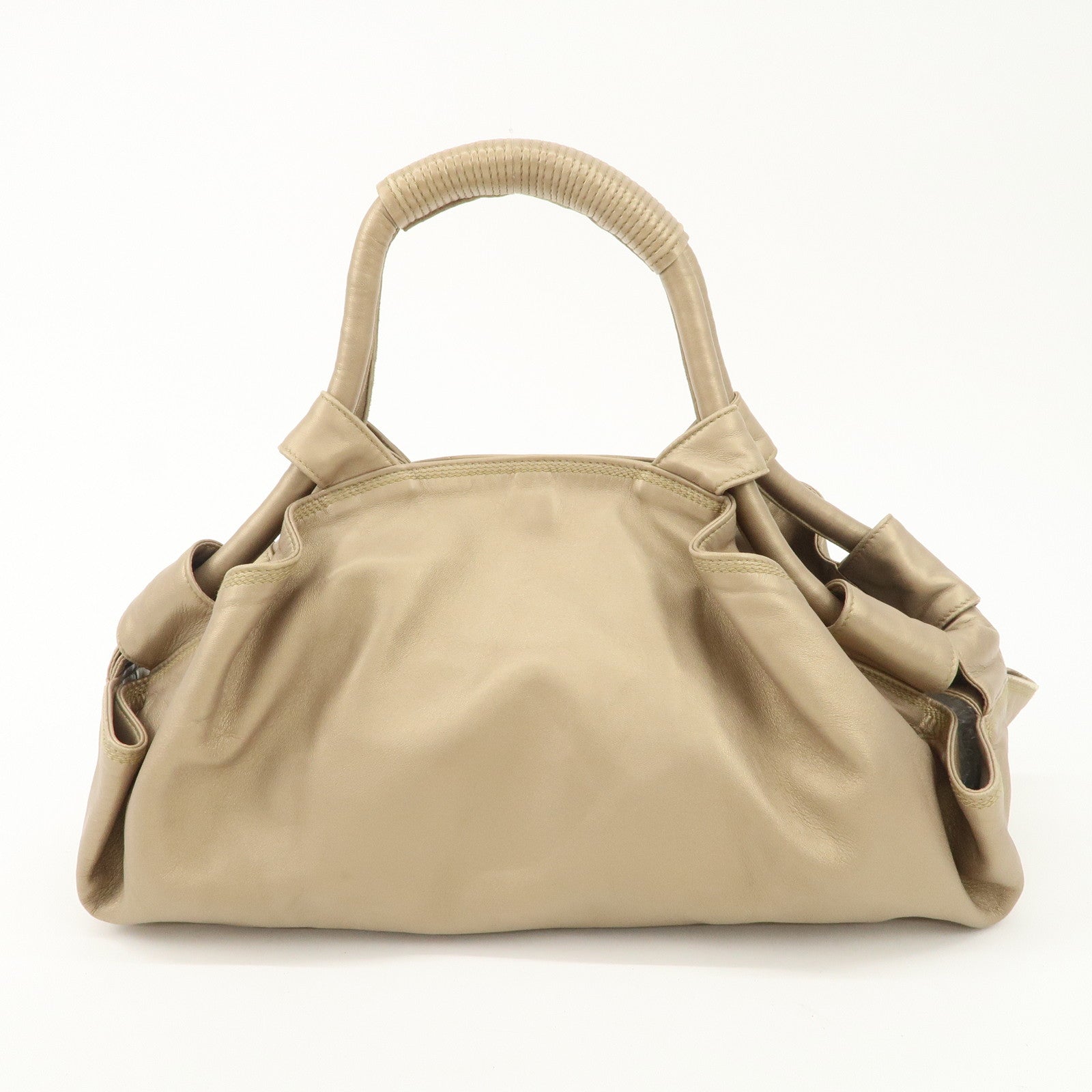 LOEWE Anagram Leather Nappa Aire Hand Bag Gold Used