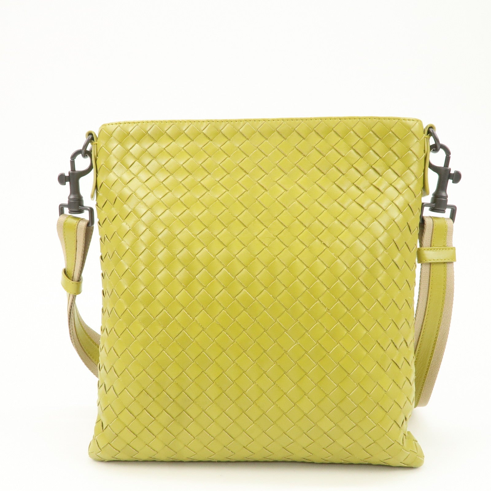 BOTTEGA VENETA Intrecciato Leather Shoulder Bag Yellow Used