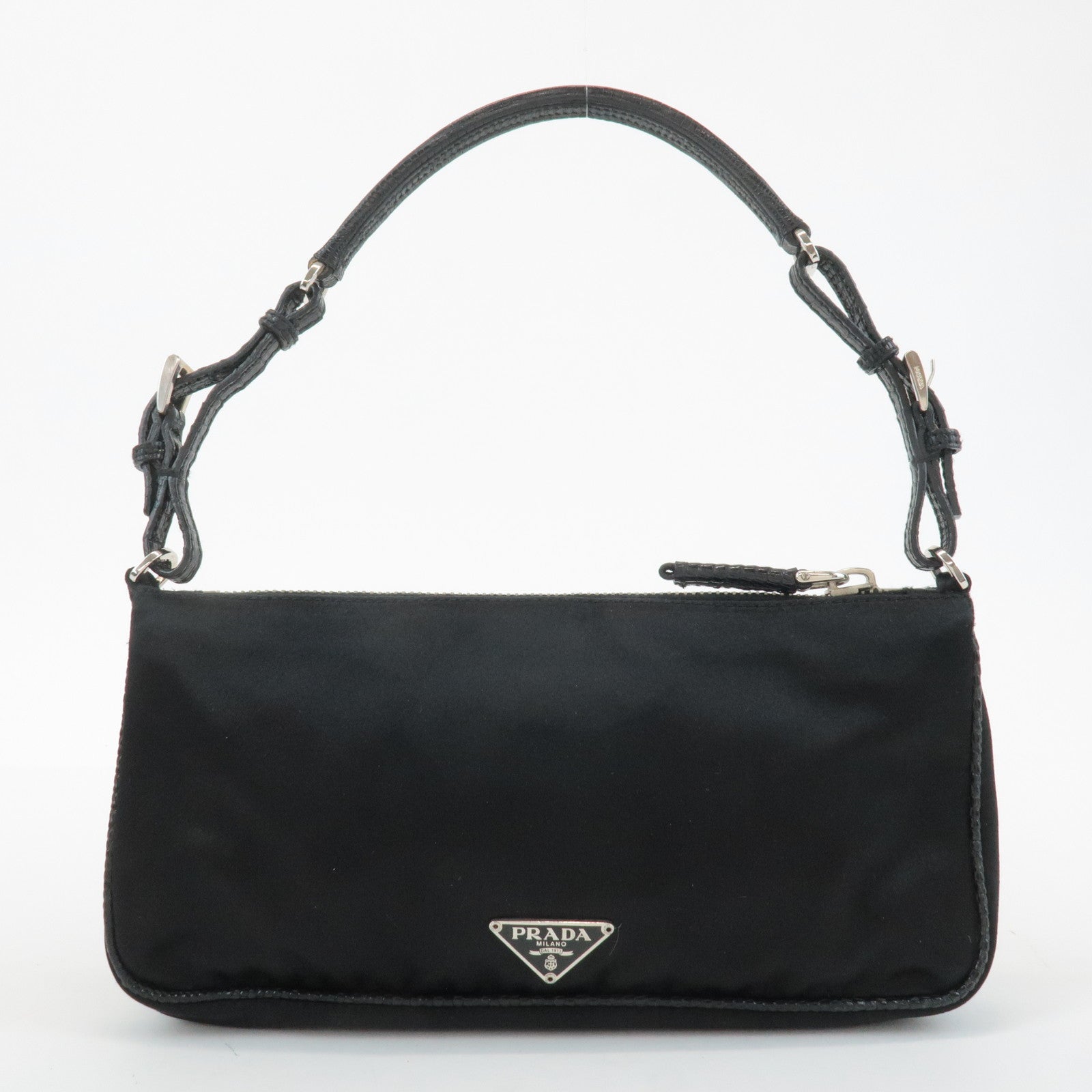 PRADA Nylon leather Bijou Shoulder Bag Black Used