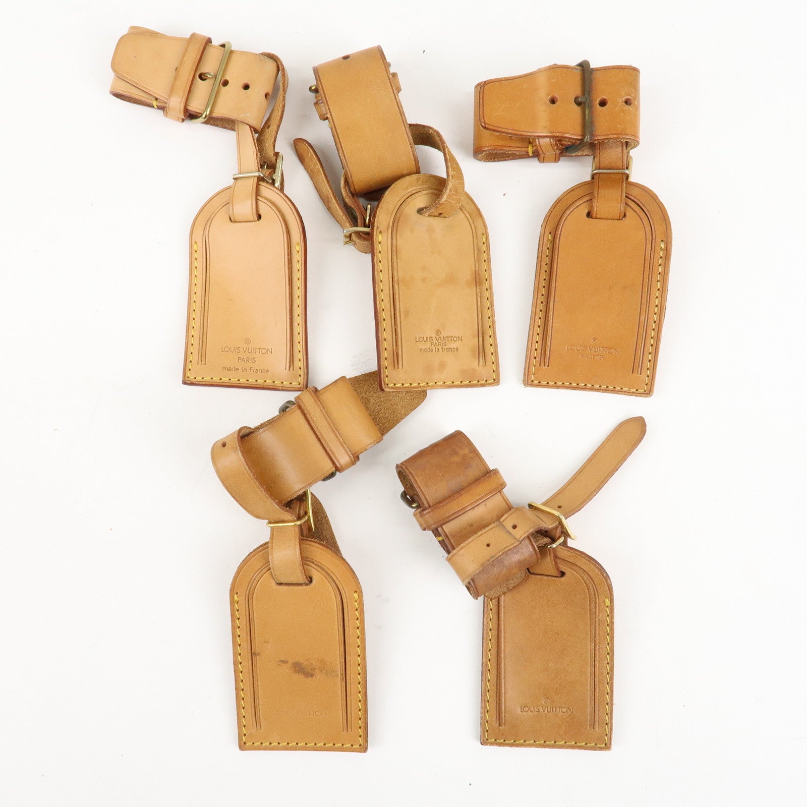 Louis Vuitton Set of 10 Leather Name Tag & Poignet Natural Used