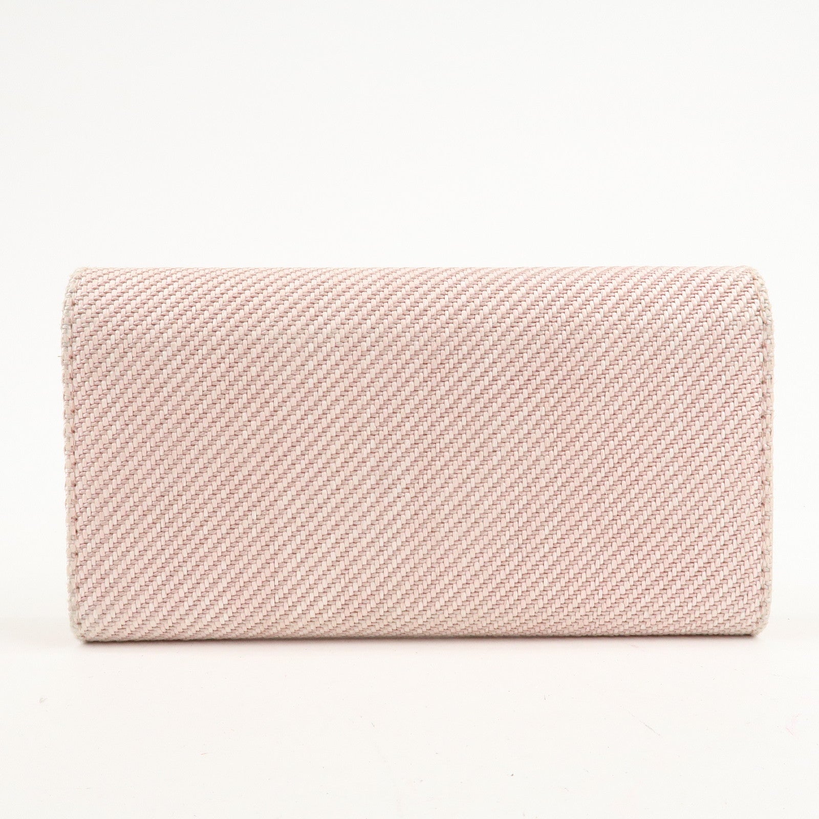 CHANEL Deauville Canvas Bi-fold Long Wallet Pink A80056 Used