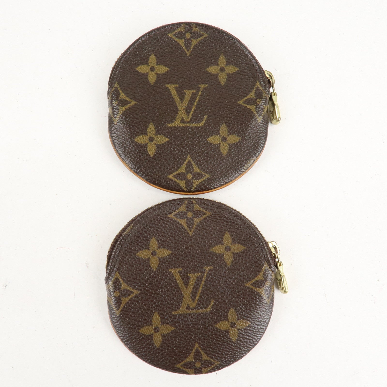 Set of2 Louis Vuitton Monogram Porte Monnaie Rond Coin Case M61926 Used
