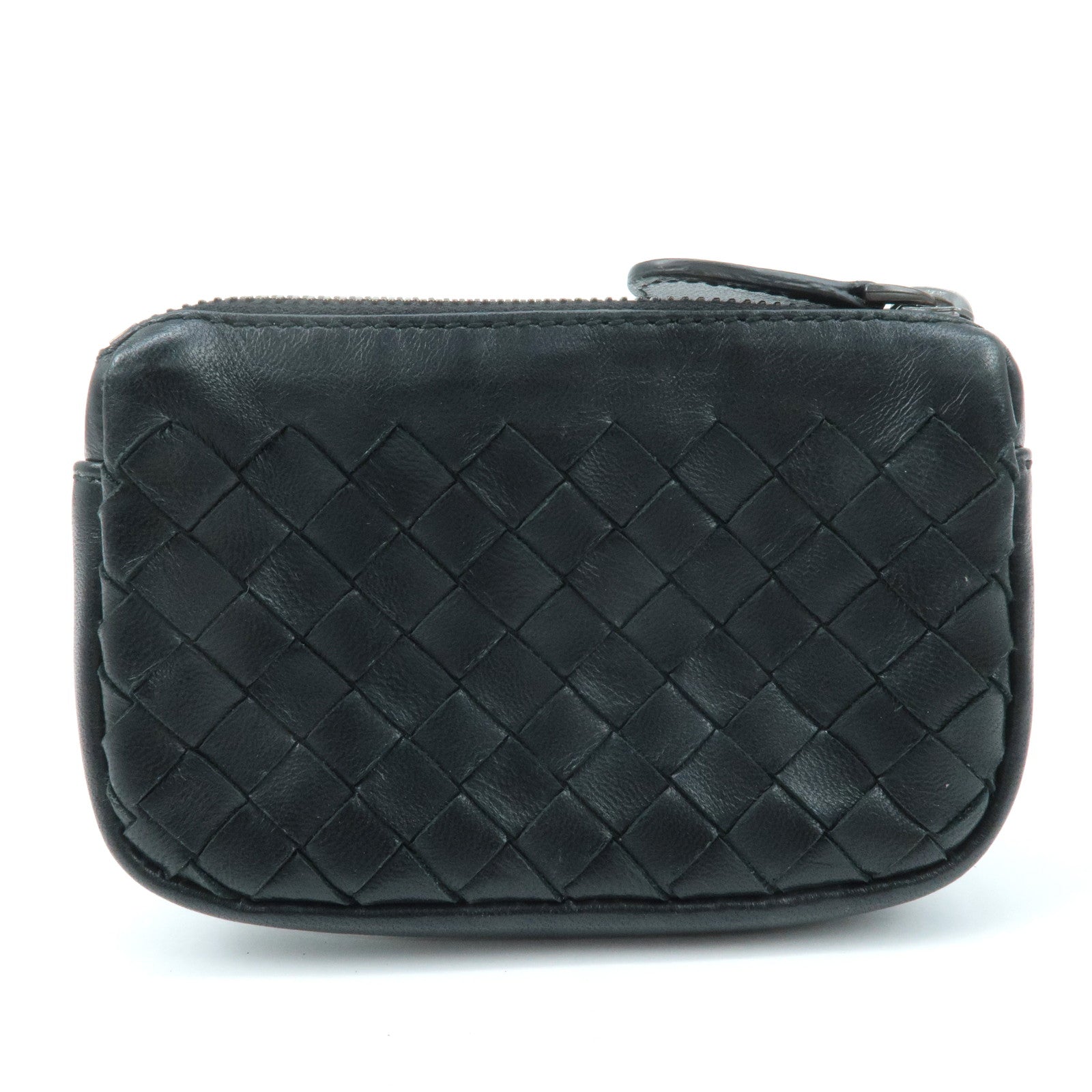 BOTTEGA VENETA Intrecciato Leather Coin Case Black 233808 Used