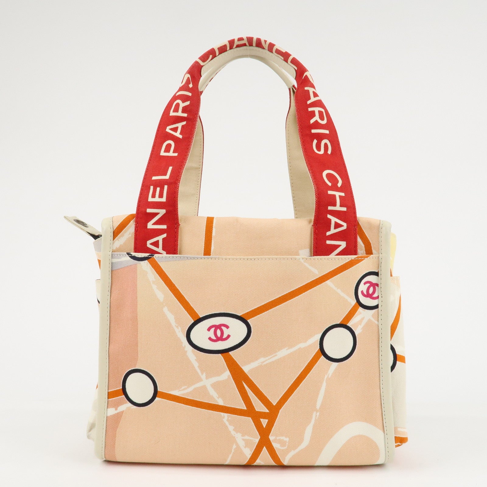 CHANEL Cruise Line Canvas Spangle Paris Map Tote Bag A30833 Used