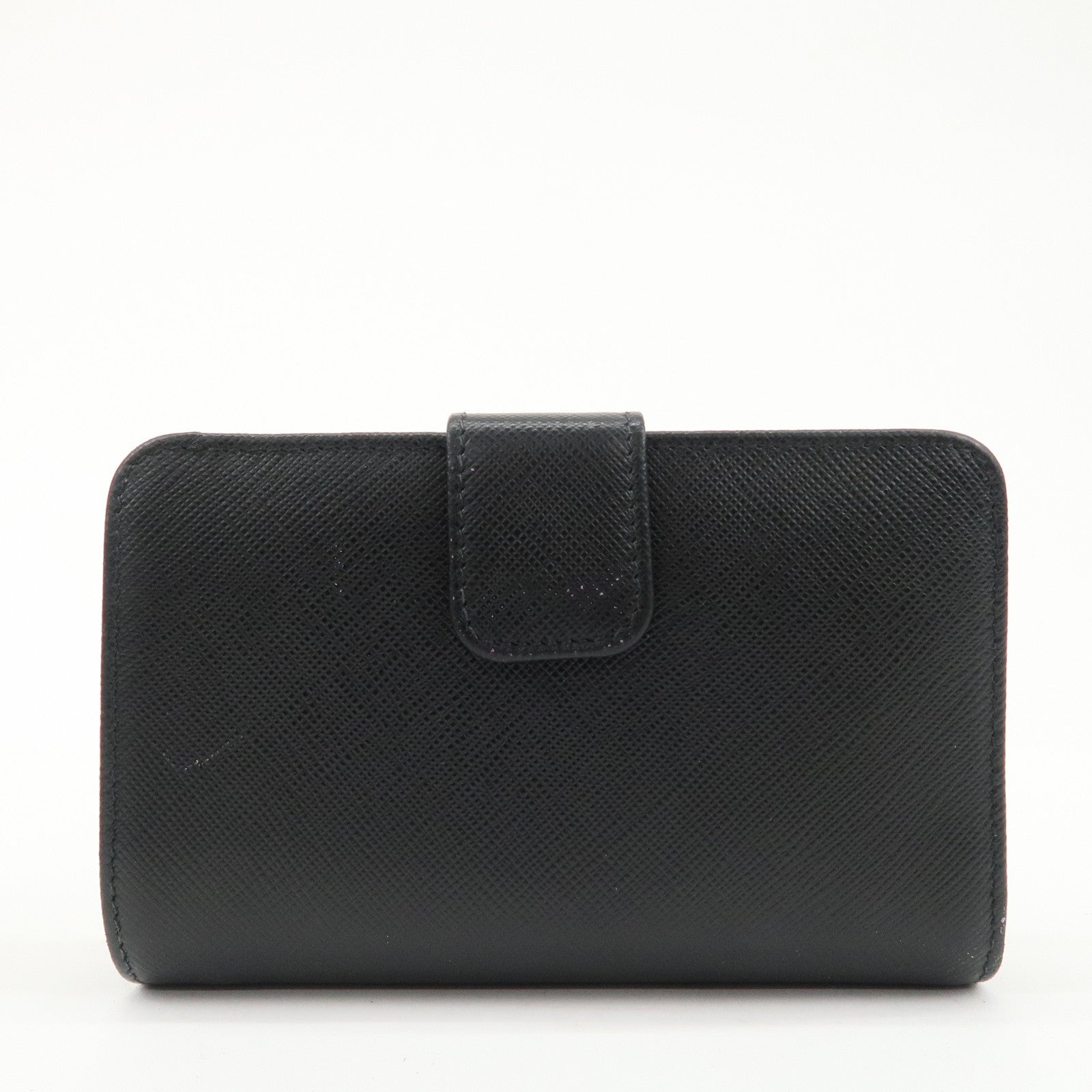 PRADA Saffiano Leather Bi-Fold Wallet Purse Black 1ML225 Used