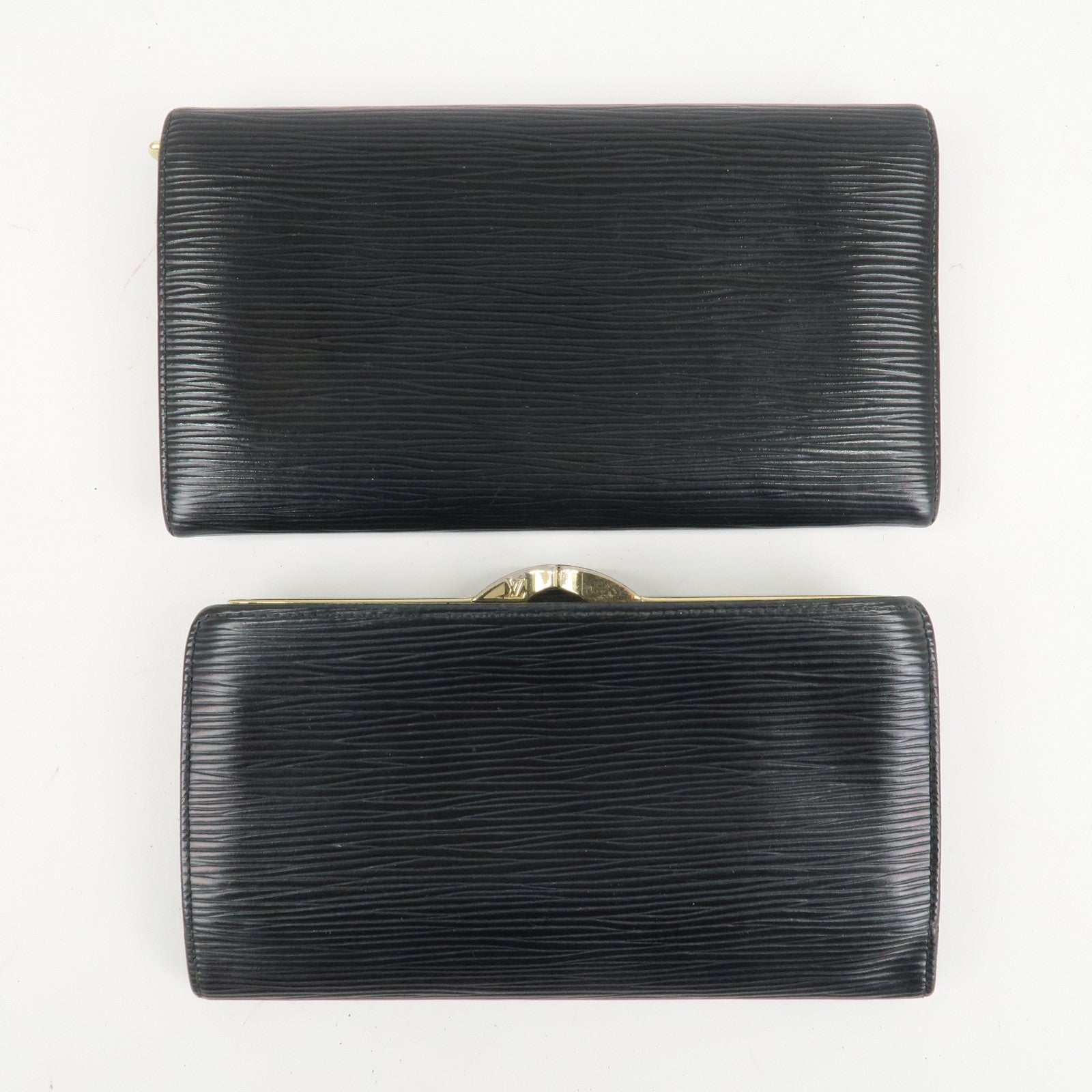 Louis Vuitton Set of 2 Epi Long Wallet Black M63752 M63252 Used