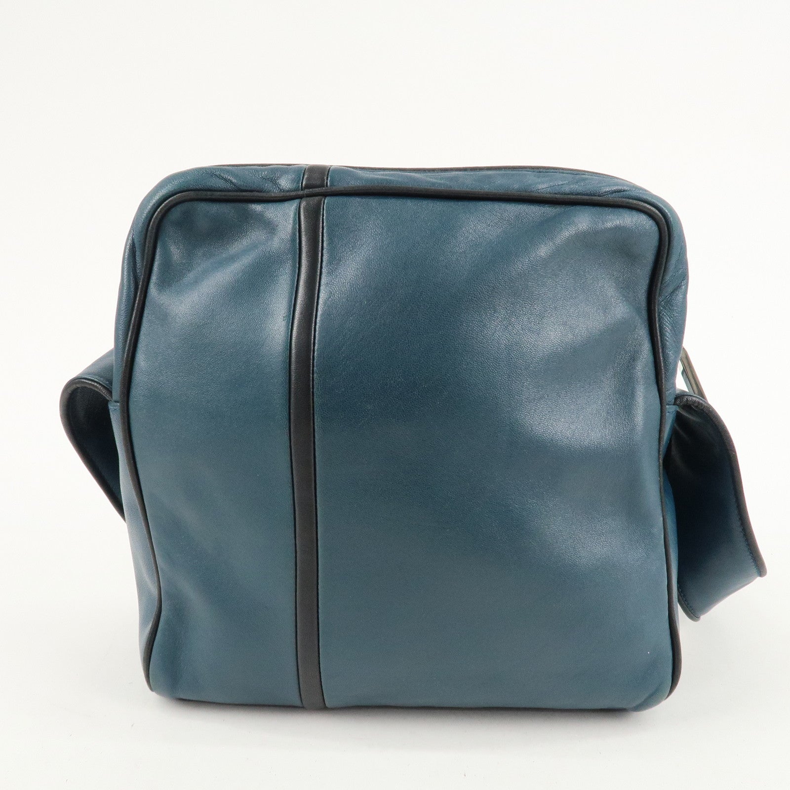 LOEWE Anagram Leather Shoulder Bag Blue Used