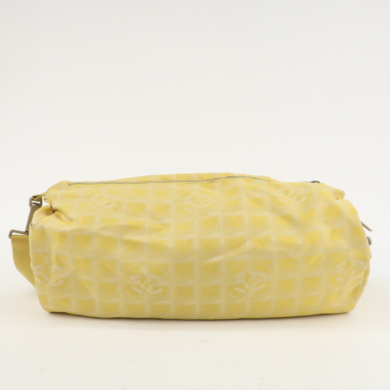 CHANEL New Travel Line Nylon Jacquard Leather Boston Bag A17669 Used