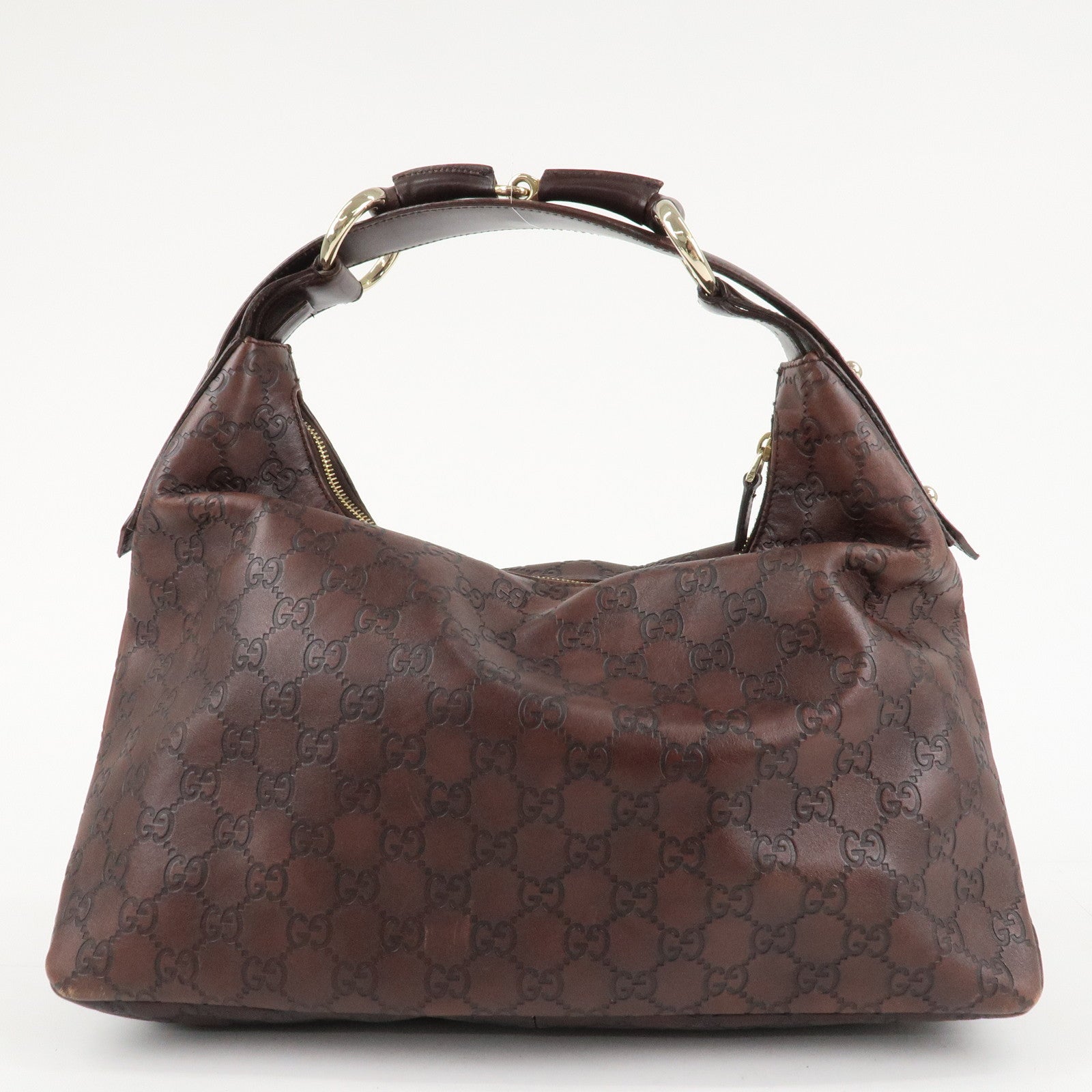 GUCCI Horsebit Guccissima Leather Shoulder Bag Dark Brown 115867 Used