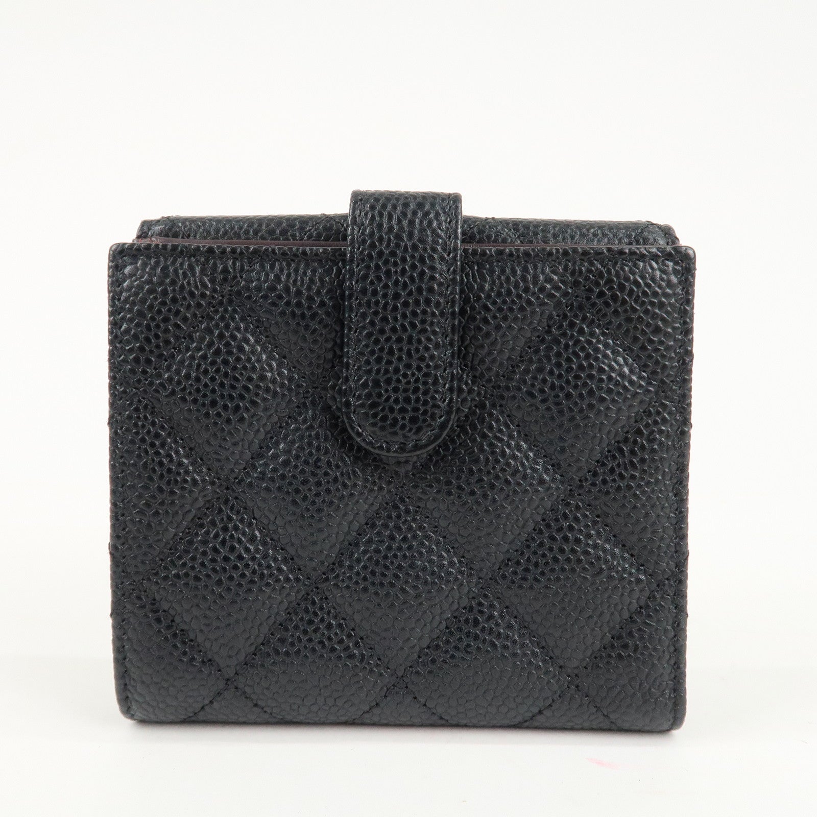 CHANEL Matelasse Cavier Skin W Hook Wallet Black A48980 Used