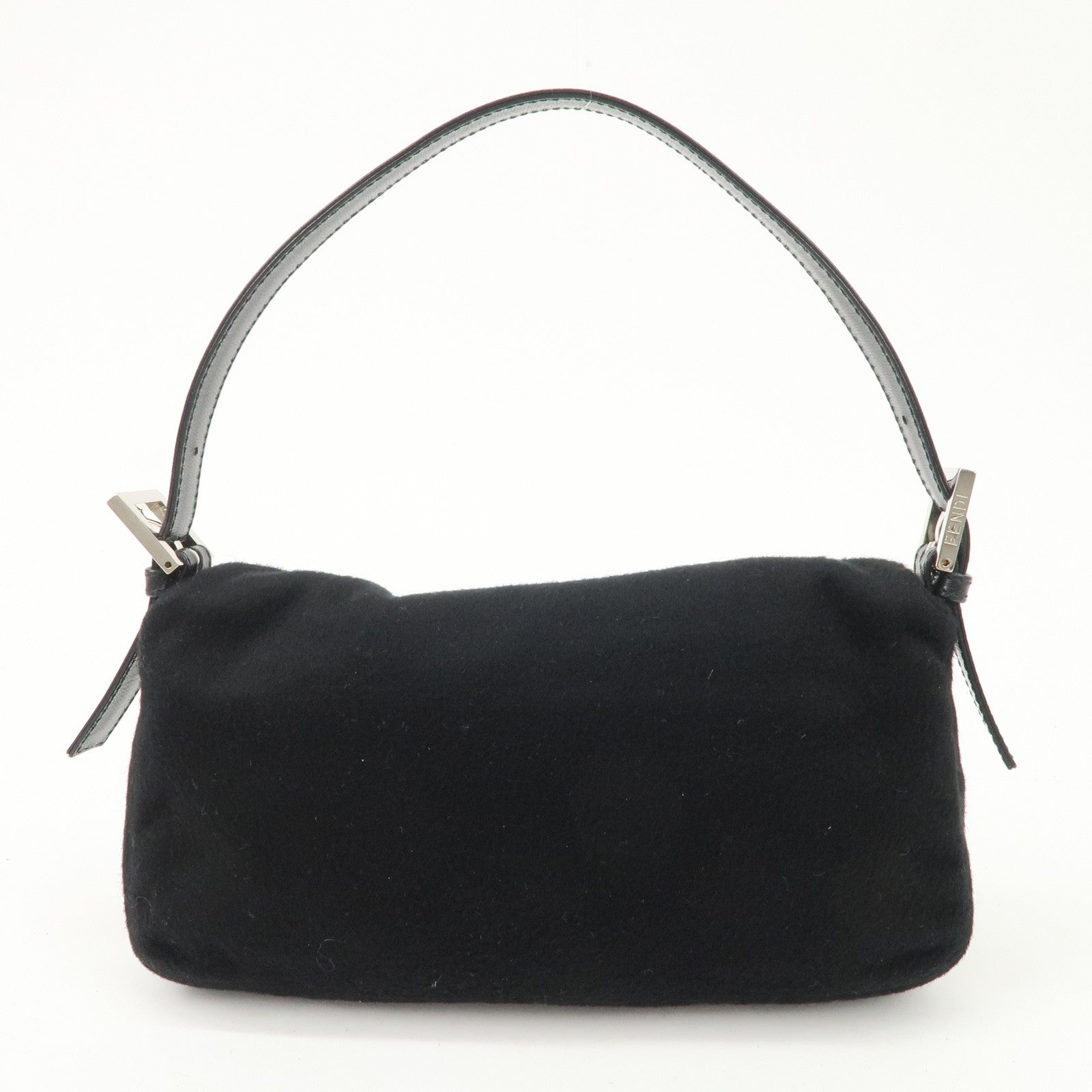 FENDI Mamma Baguette Cashmere Leather Shoulder Bag Black 26424 Used