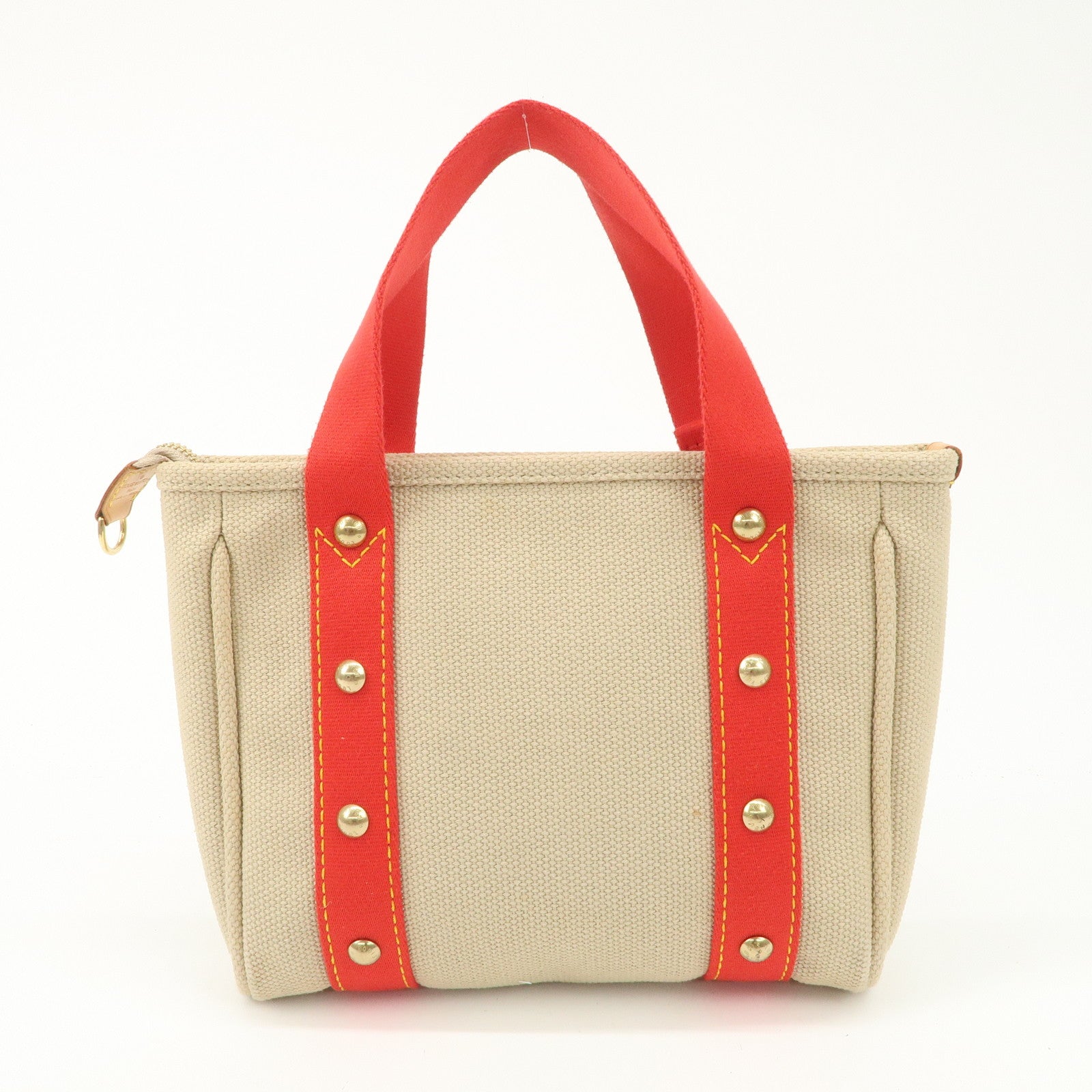 Louis Vuitton Antigua Cabas PM Tote Bag Hand Bag Beige Red M40088 Used