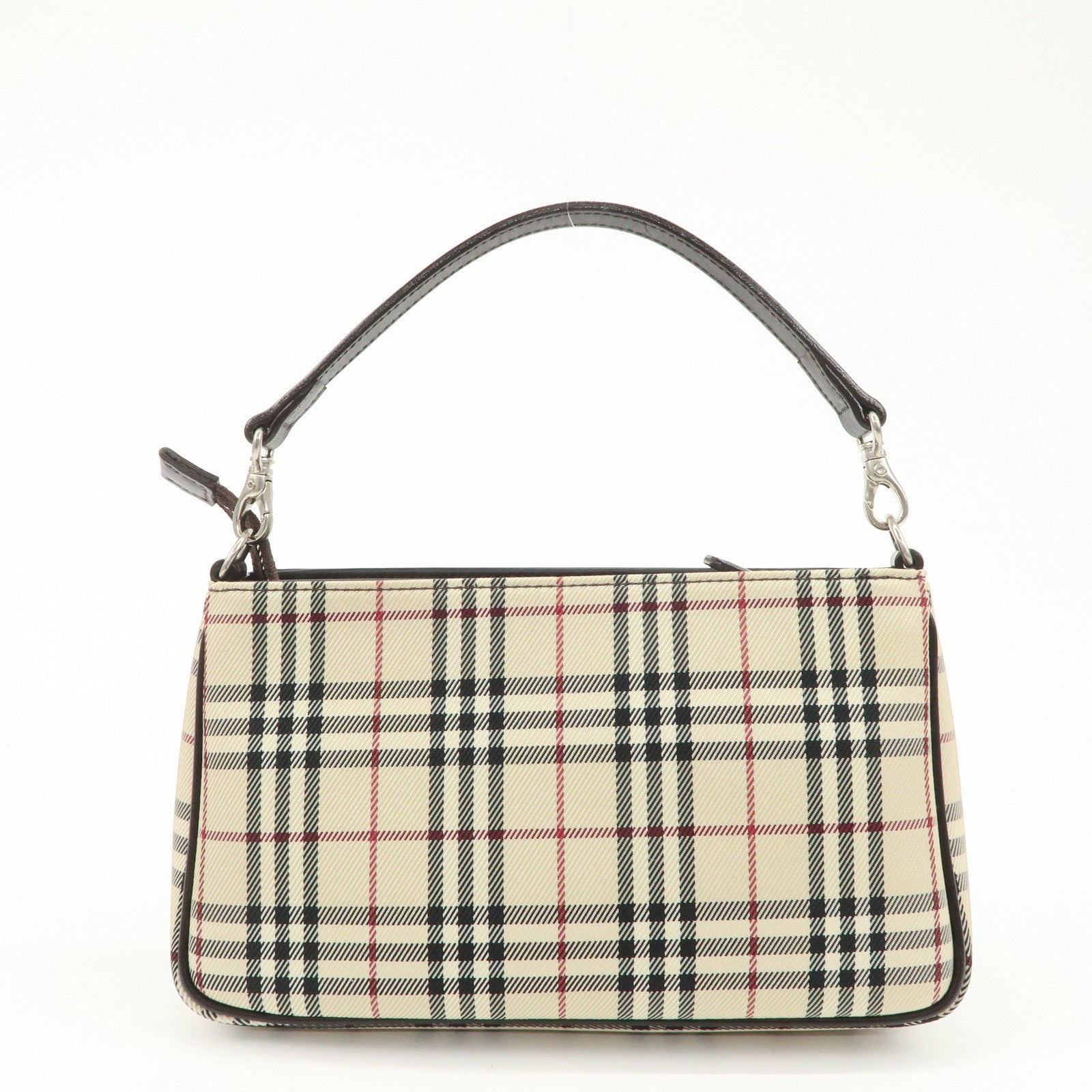 BURBERRY Canvas Leather Shoulder Bag Silver Hardware Used