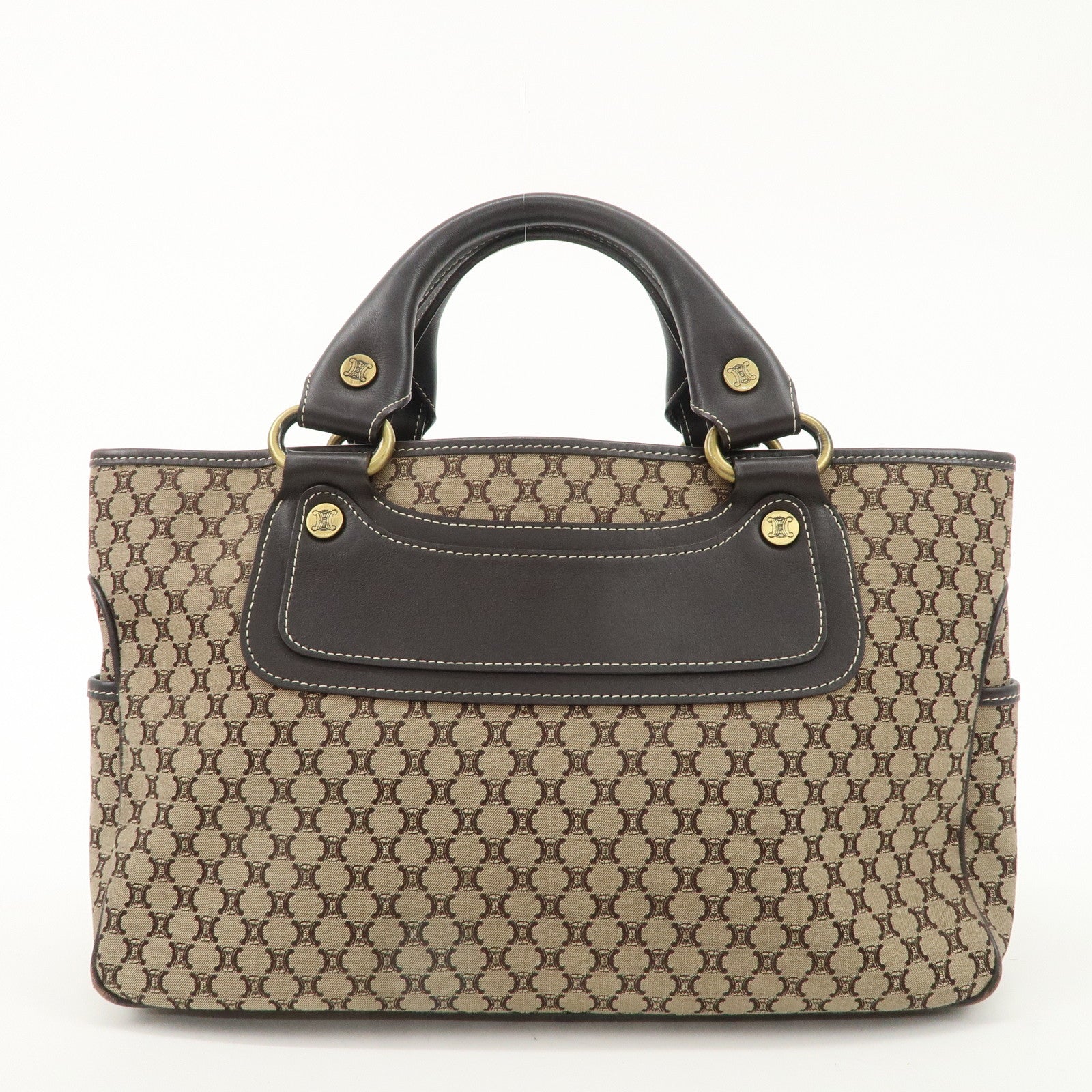 CELINE Macadam Canvas Leather Boogie Bag Hand Bag Beige Brown Used