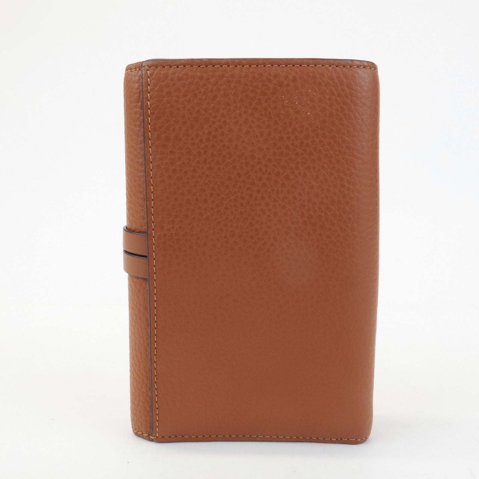 CHLOE Alphabet Leather Small Tri-fold Compact Wallet Brown Used