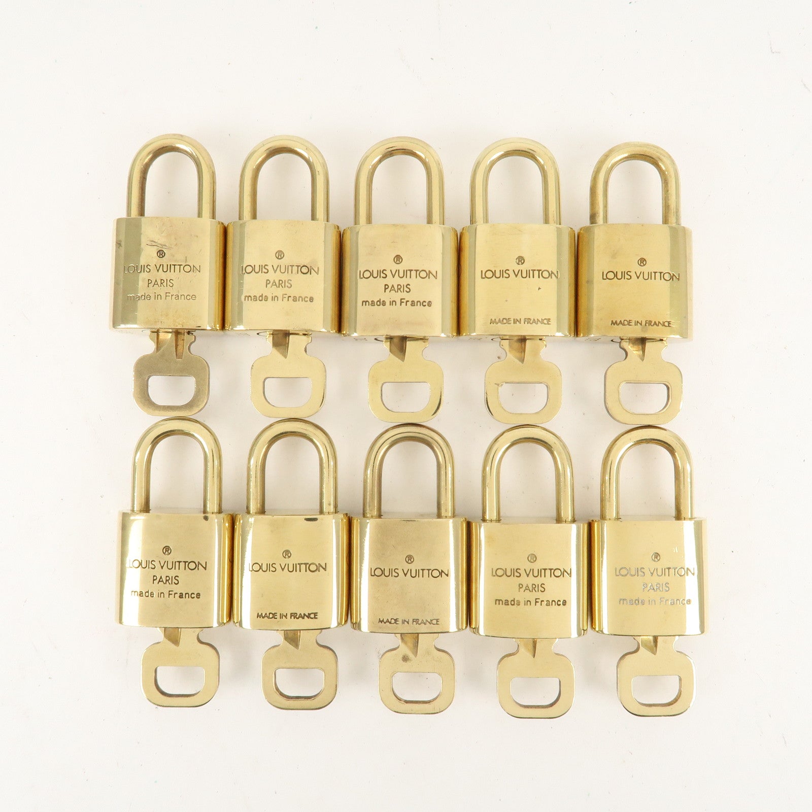 Louis Vuitton Set of 10 Lock & Key Cadena Key Lock Metal Gold Used