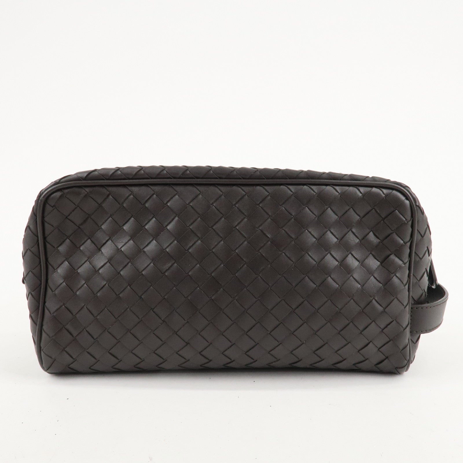 BOTTEGA VENETA Intrecciato Leather Second Bag Dark Brown Used