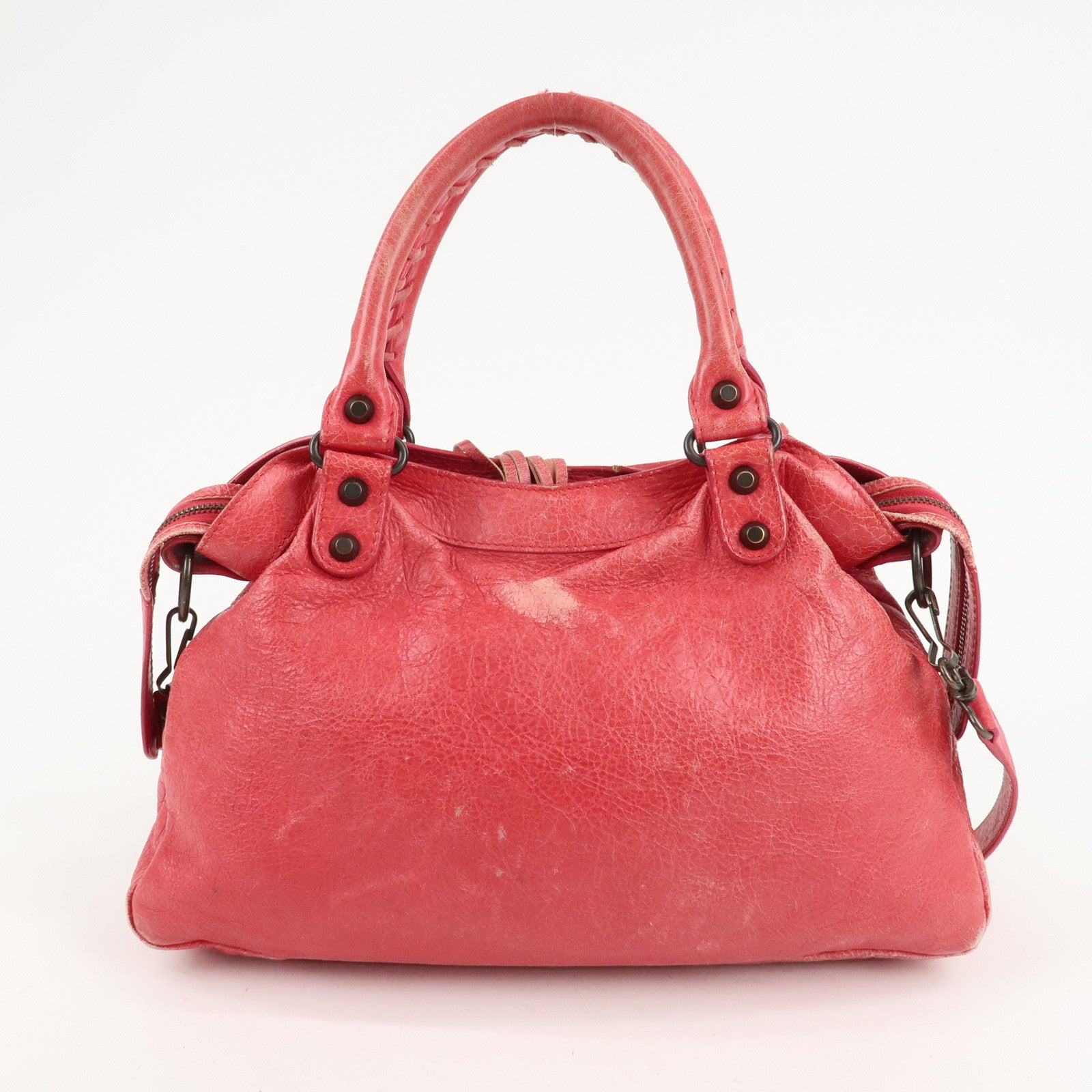 BALENCIAGA The Town Leather 2Way Hand Bag Red 240579 Used