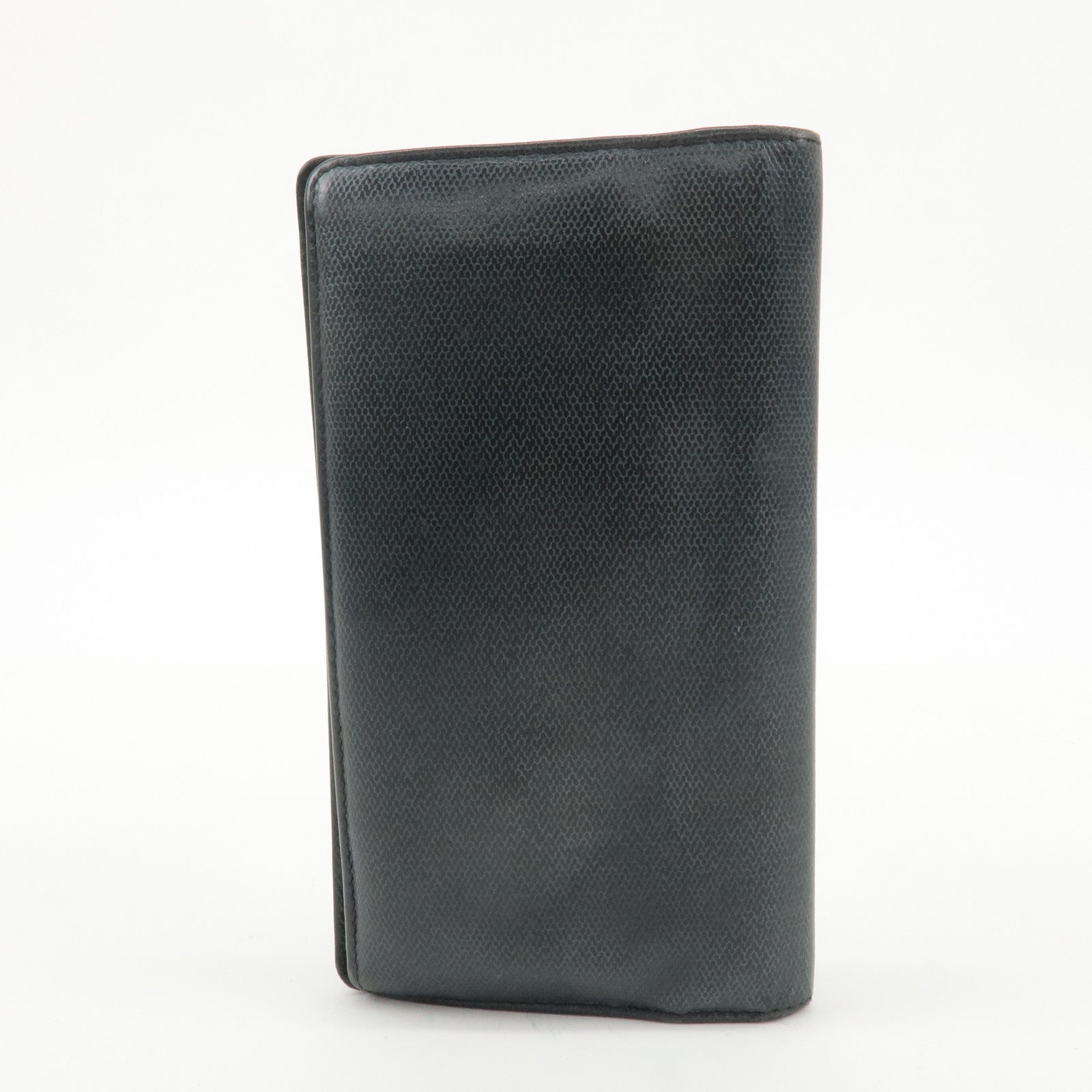 CHANEL COCO Button Leather Bi-Fold Long Wallet Black Used