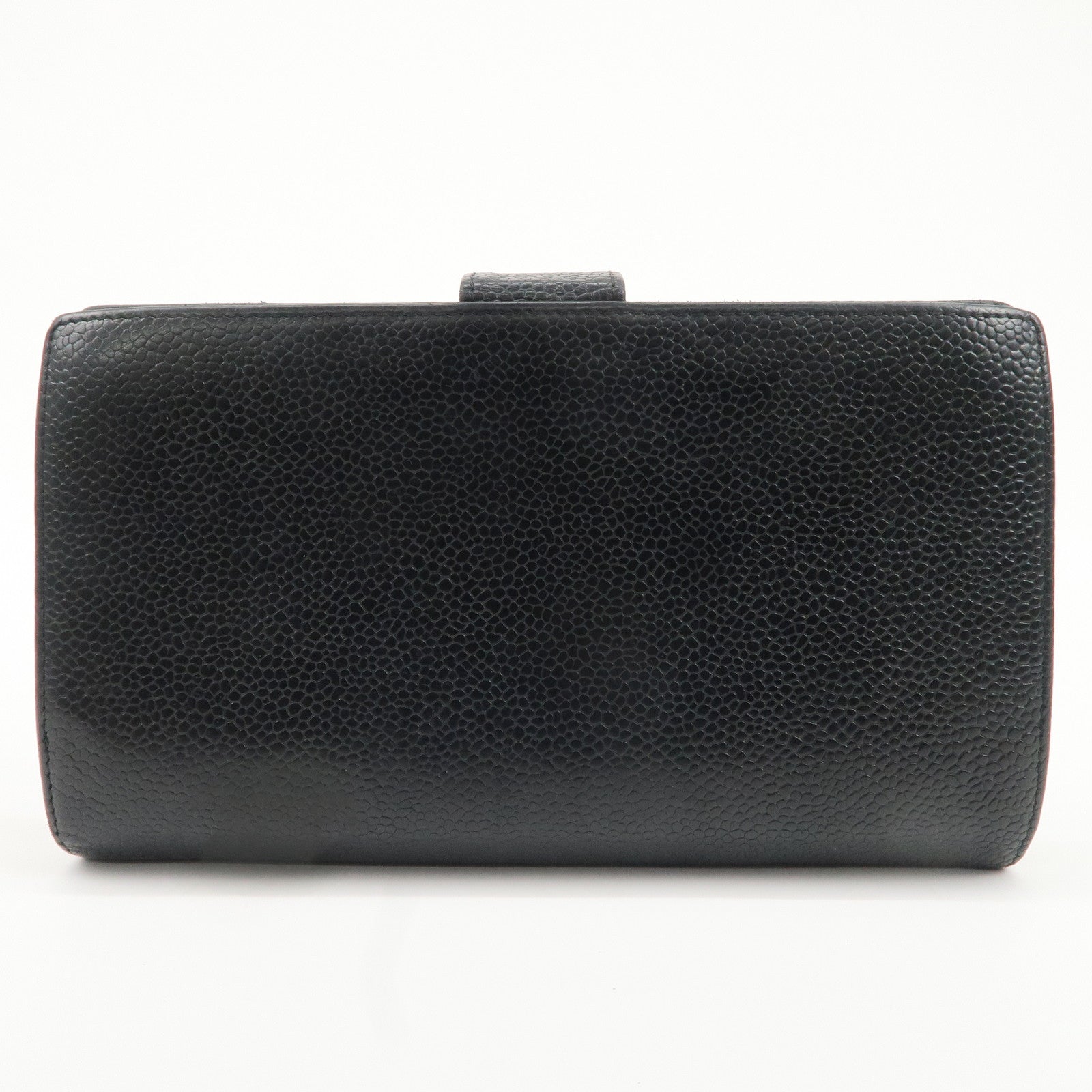 CHANEL COCO Mark Caviar Skin Bi-fold Wallet Black Used