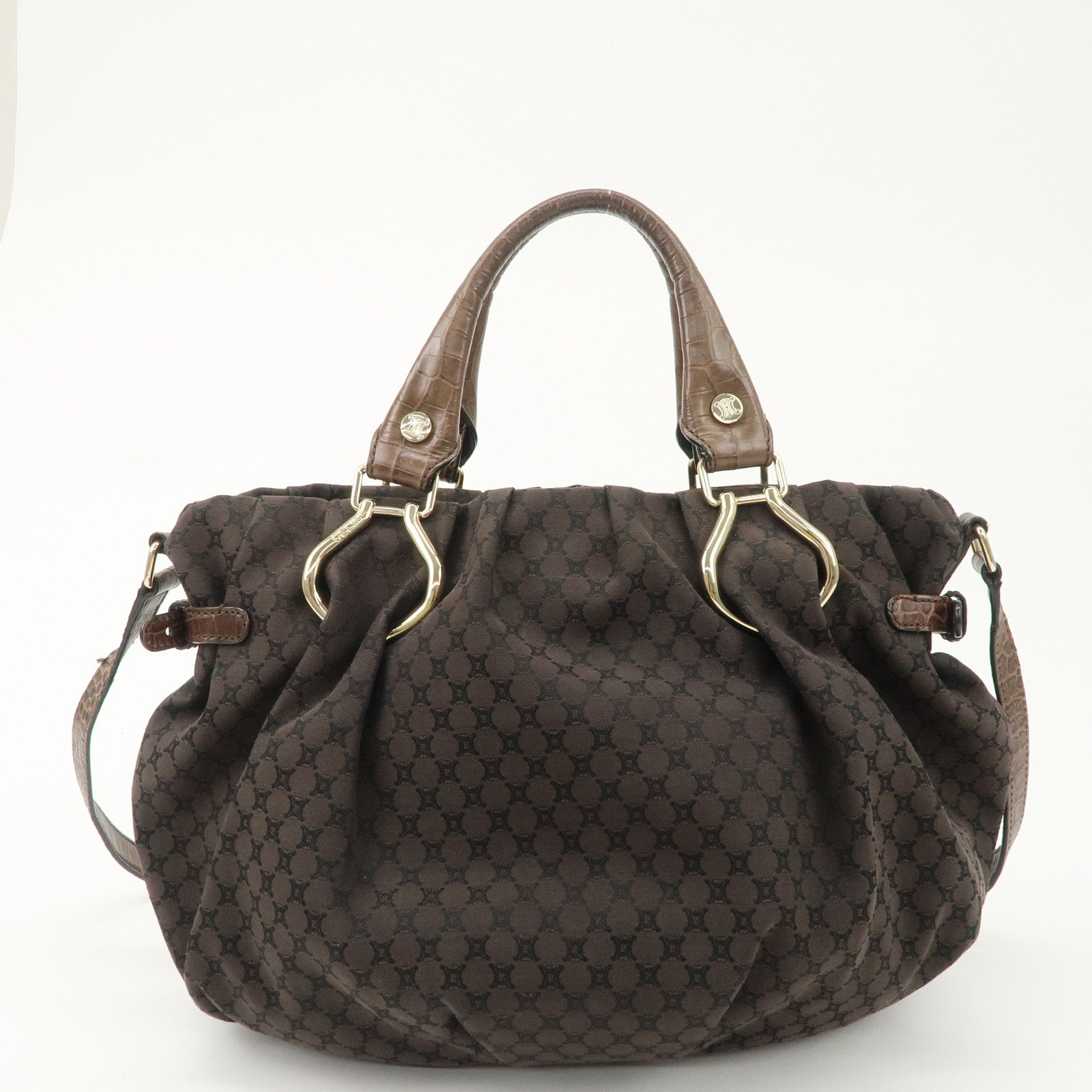 CELINE Macadam Canvas Leather 2way Shoulder Bag WC-ST-0059 Used
