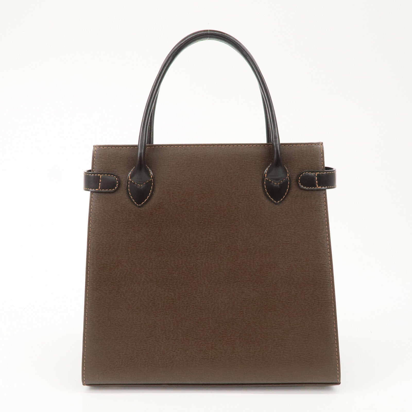 BURBERRY Leather Tote Bag Hand Bag Brown Used