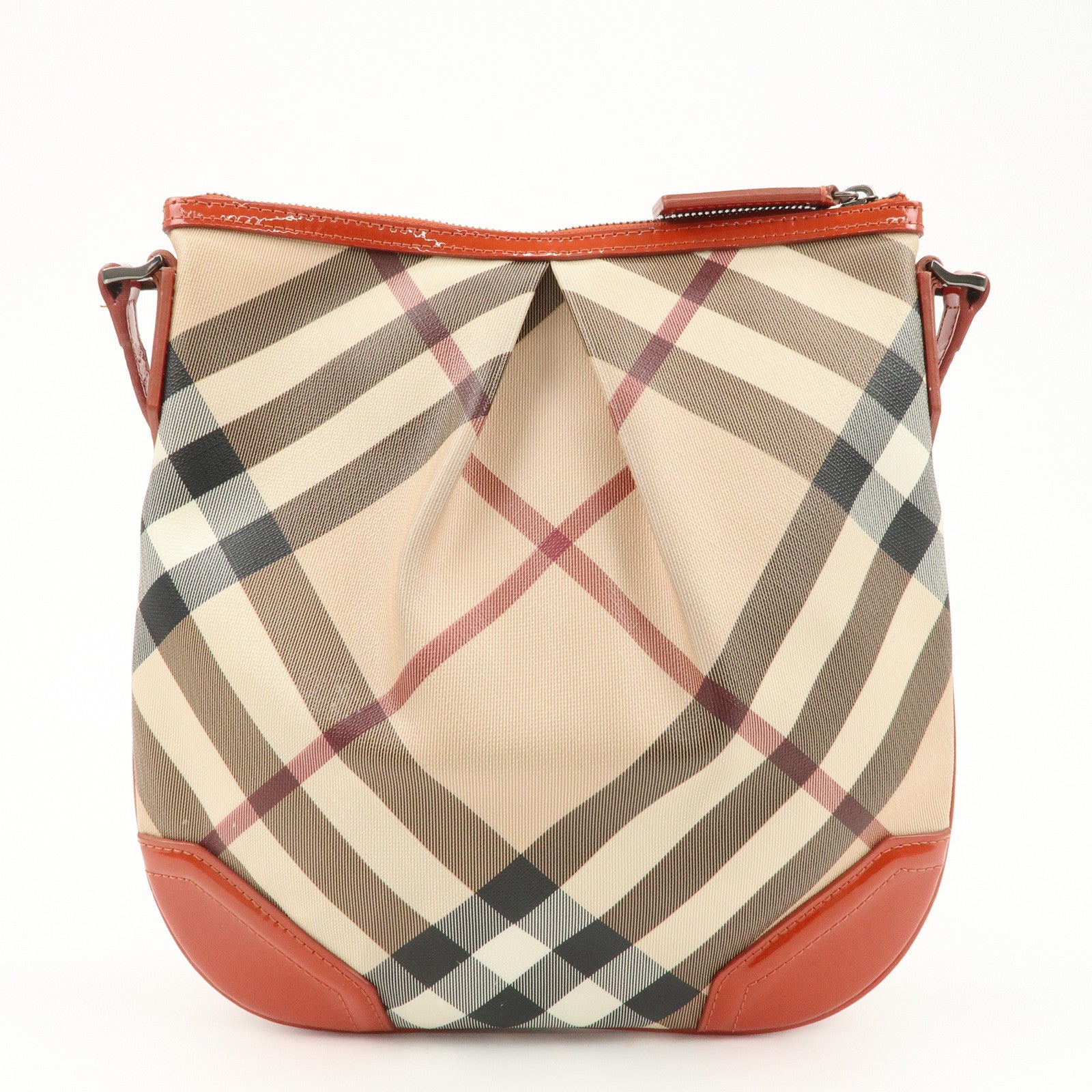 BURBERRY PVC Leather Shoulder Bag Crossbody Bag Beige Orange Used