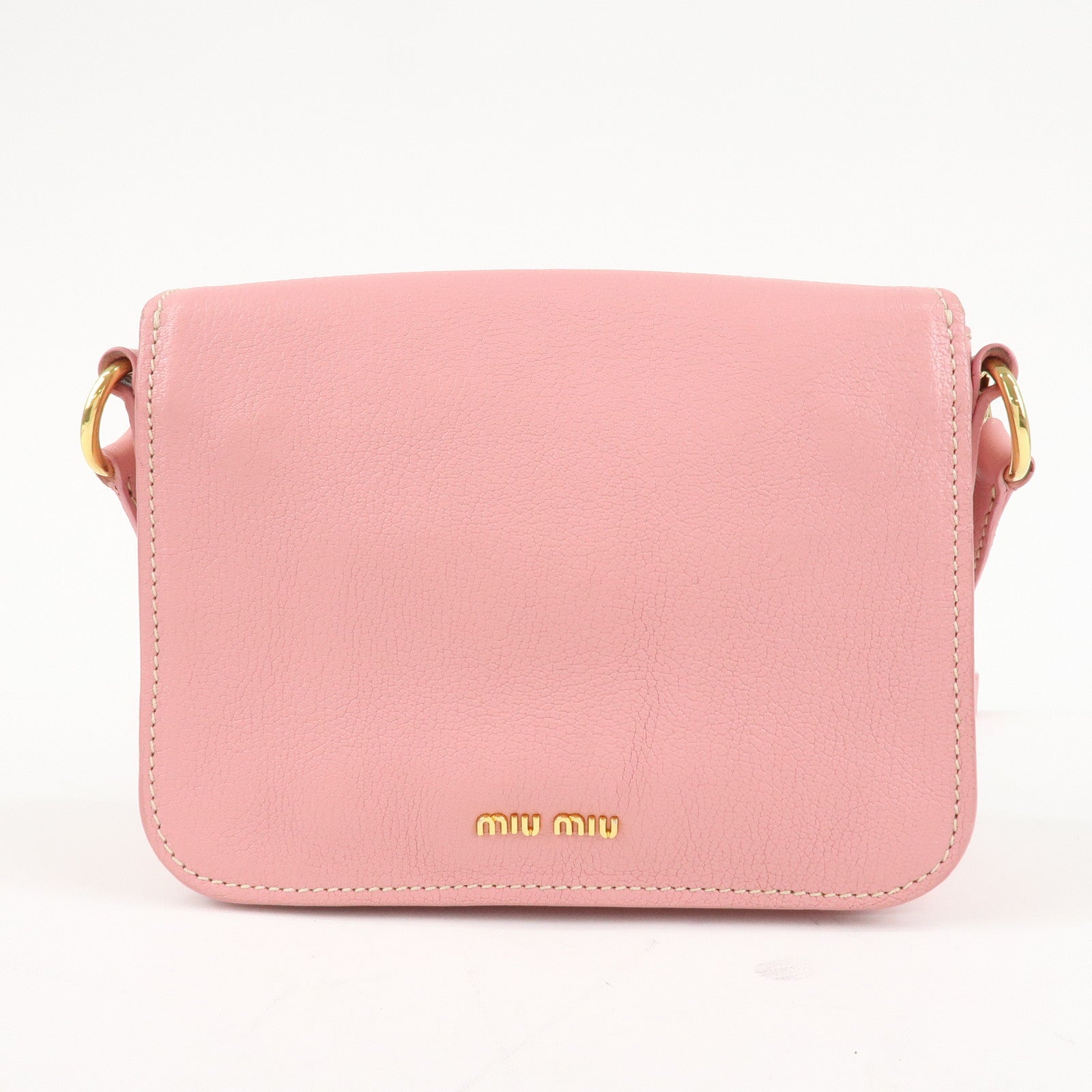 MIU MIU Leather Shoulder Bag Pink RTC460 Used