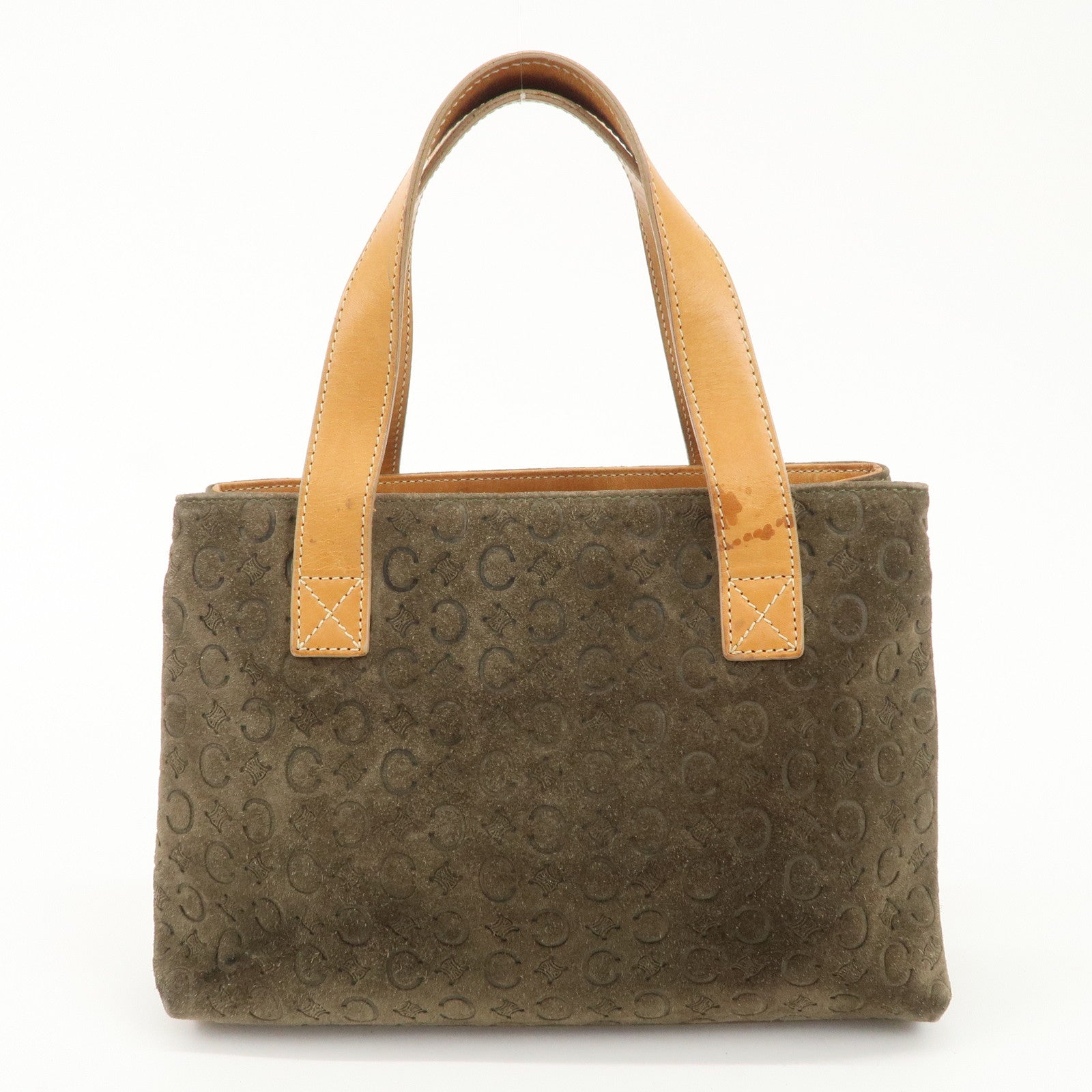 CELINE C Macadam Suede Leather Tote Bag Khaki Brown Used