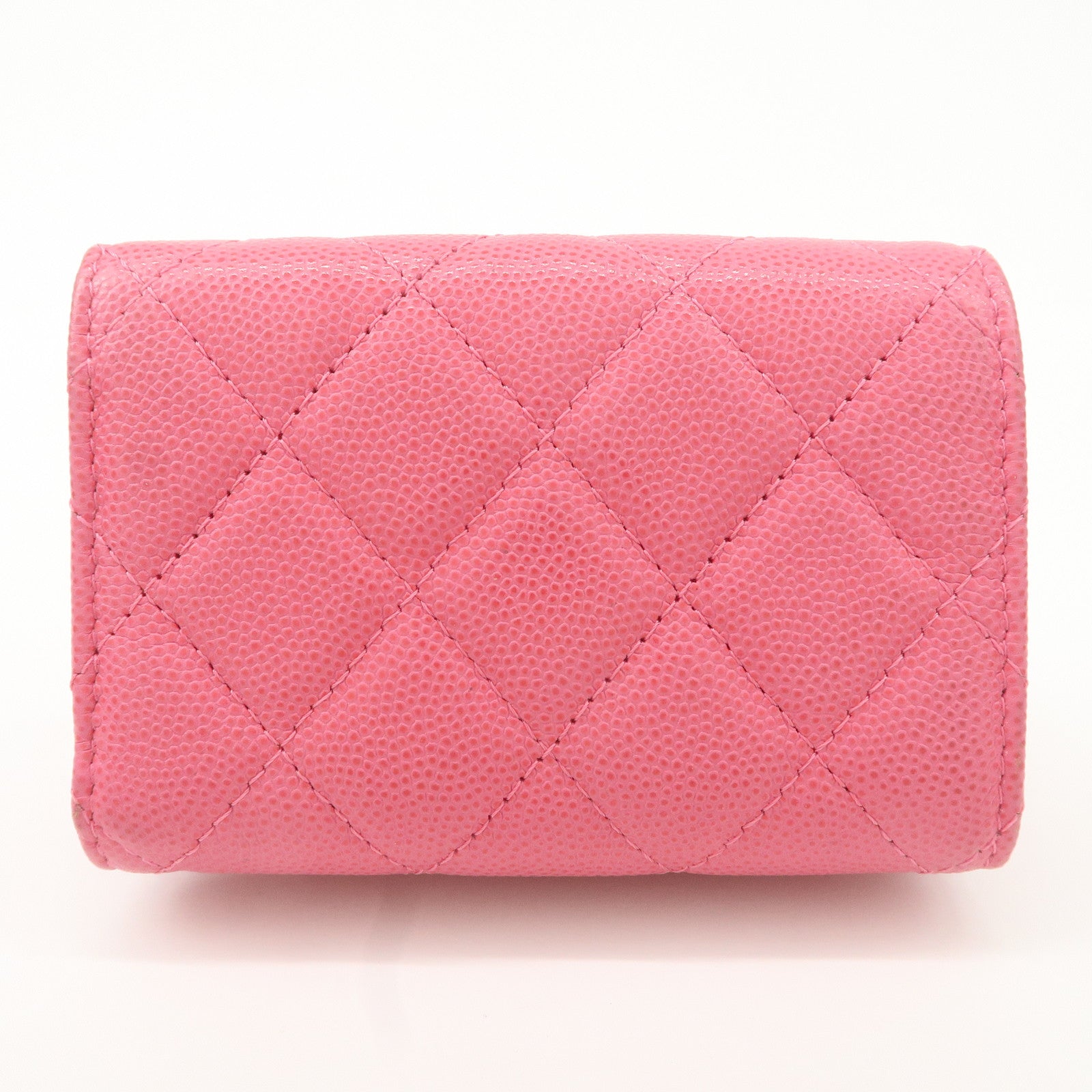 CHANEL Matelasse Caviar Skin Tri-Fold Wallet Pink A84401 Used